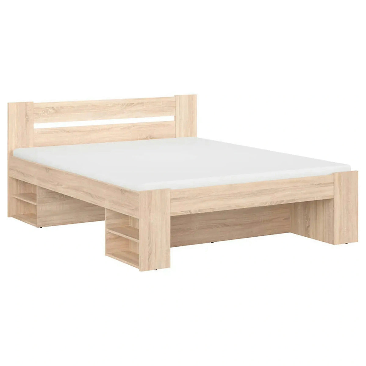 Cadru pat NEPO PLUS 160x200, stejar sonoma, PAL laminat, cu spatiu depozitare