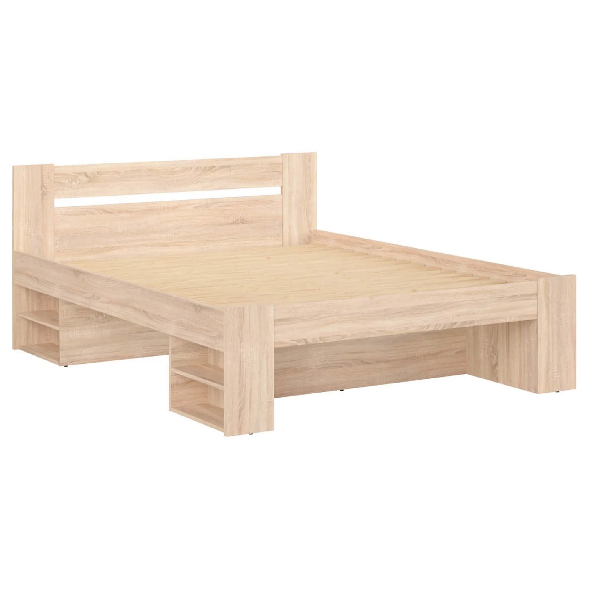Cadru pat NEPO PLUS 160x200, stejar sonoma, PAL laminat, cu spatiu depozitare