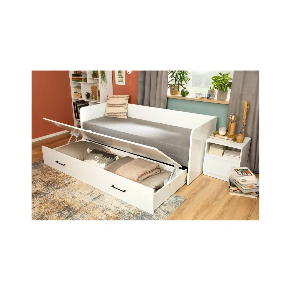 Cadru pat TETRIX 80/160x200, alb lucios, PAL