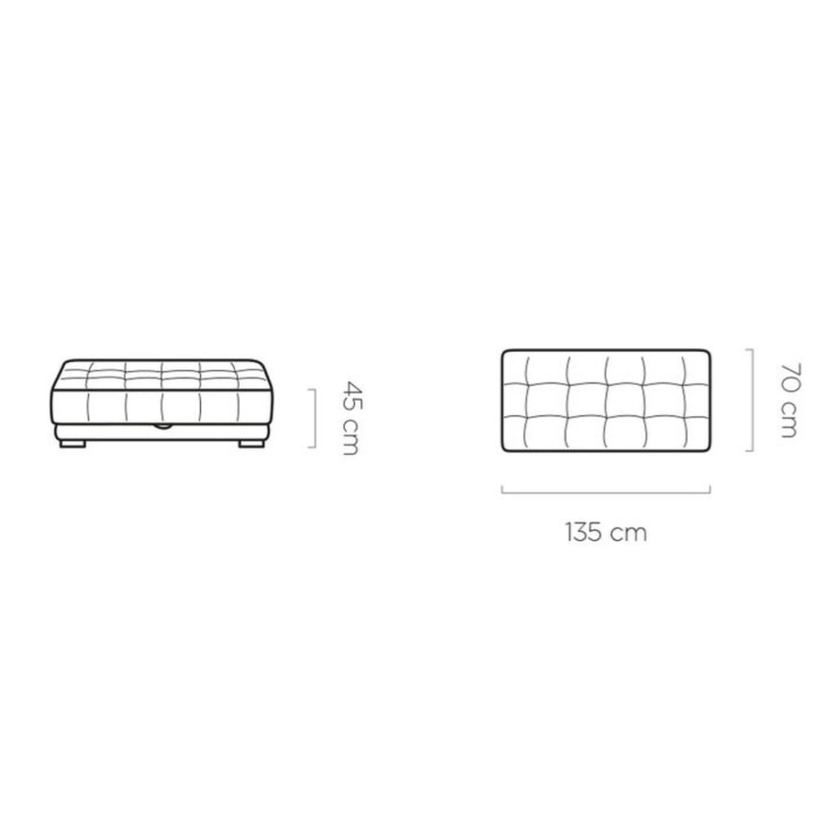 Taburet CAMPO, personalizabil materiale gama Premium, cu spatiu depozitare, 135x70x46 cm