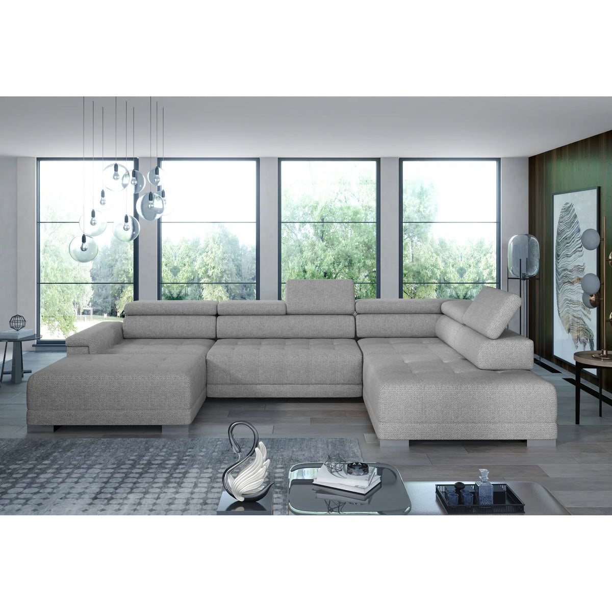 Coltar CAMPO XL, personalizabil materiale gama Oferta Avantaj, cu reglaj electric, 374x220x101 cm