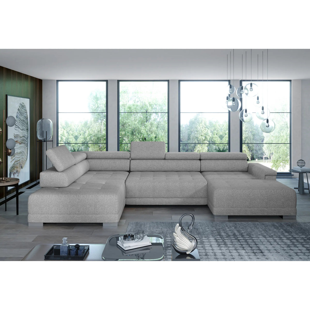 Coltar CAMPO XL, personalizabil materiale gama Oferta Avantaj, cu reglaj electric, 374x220x101 cm