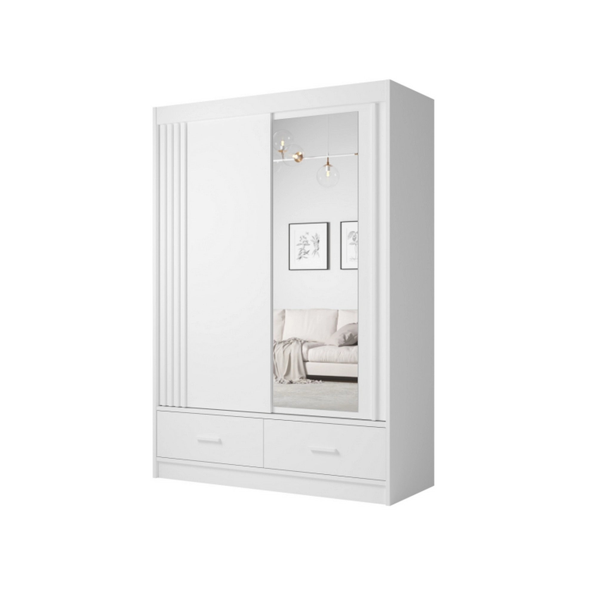 Dulap CANADA CA21-150, alb, PAL, cu 2 usi si 2 sertare, 150x60x215 cm