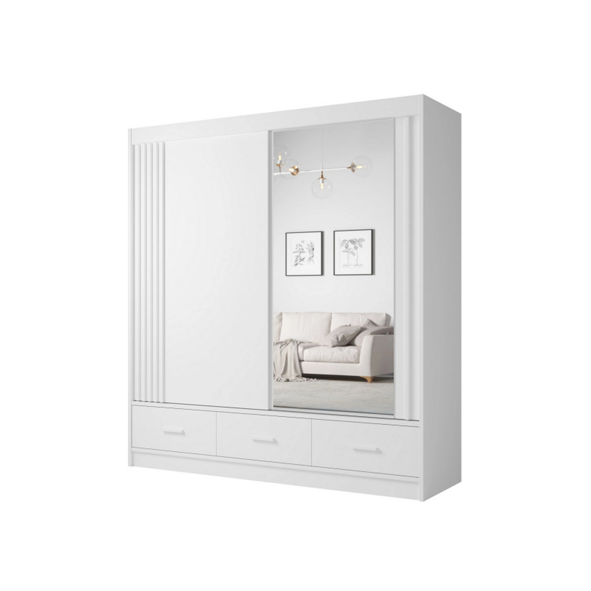 Dulap CANADA CA21-200, alb, PAL, cu 2 usi si 3 sertare, 200x60x215 cm