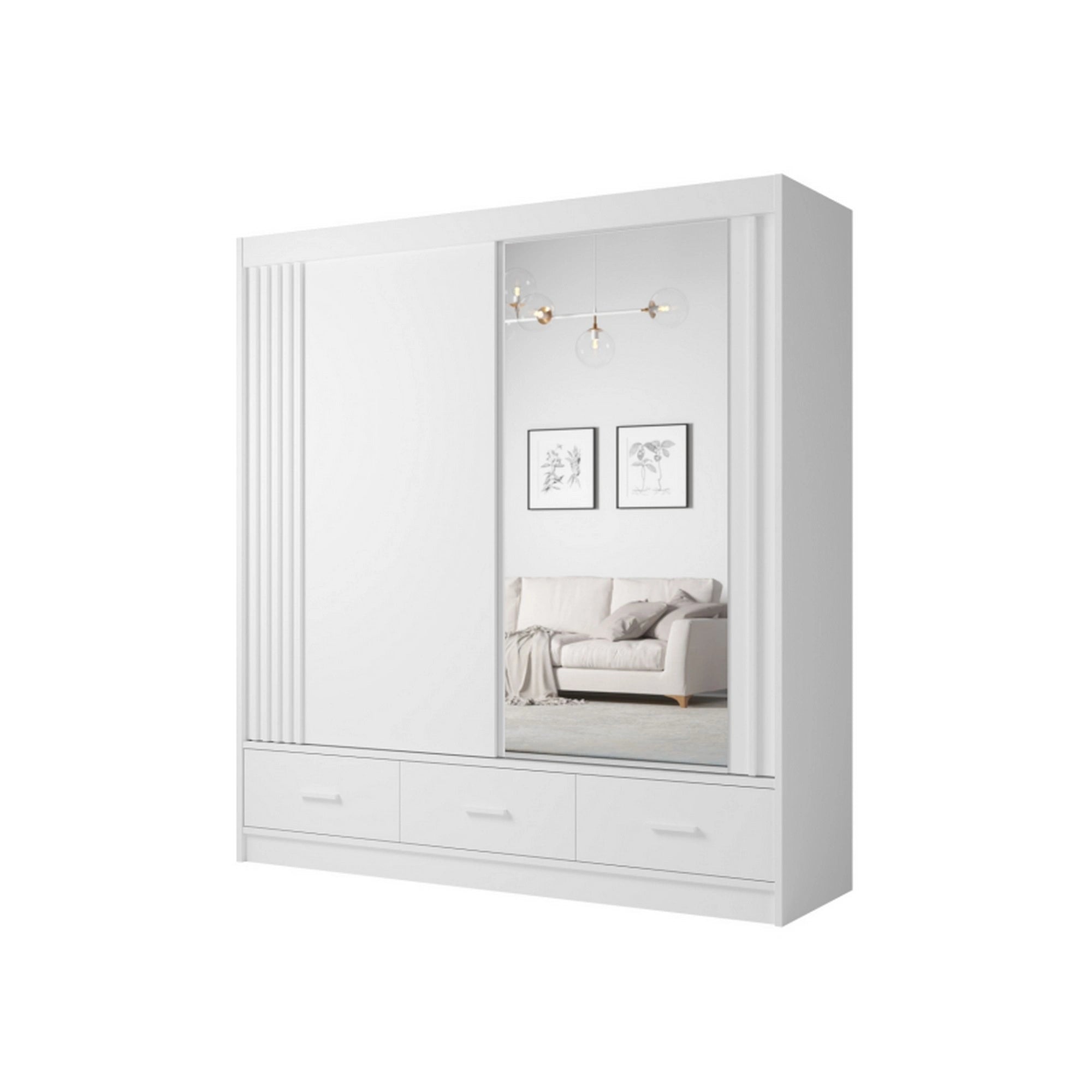 Dulap CANADA CA21-200, alb, PAL, cu 2 usi si 3 sertare, 200x60x215 cm