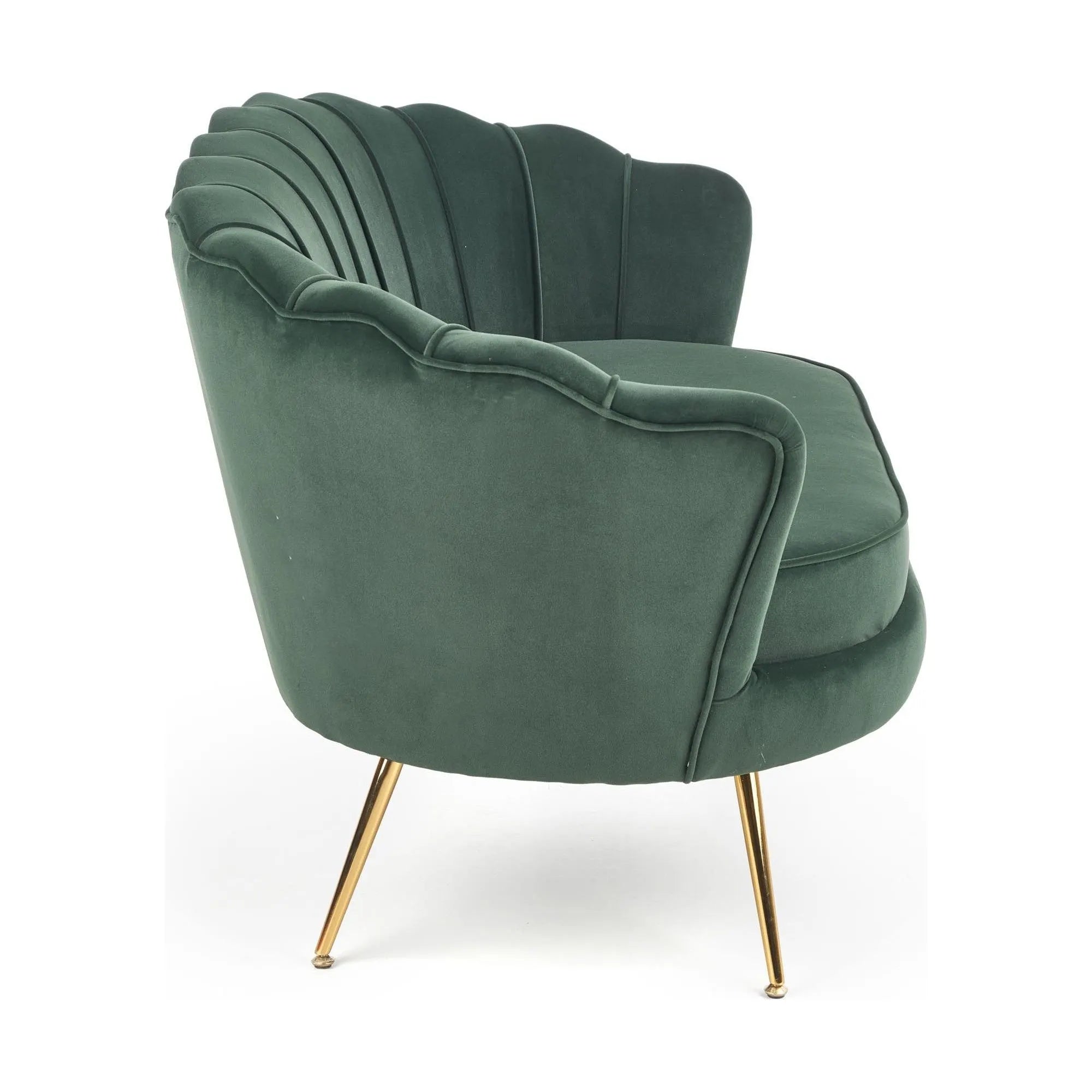 Canapea AMORINITO XL, verde/auriu, stofa catifelata, 131x77x77 cm