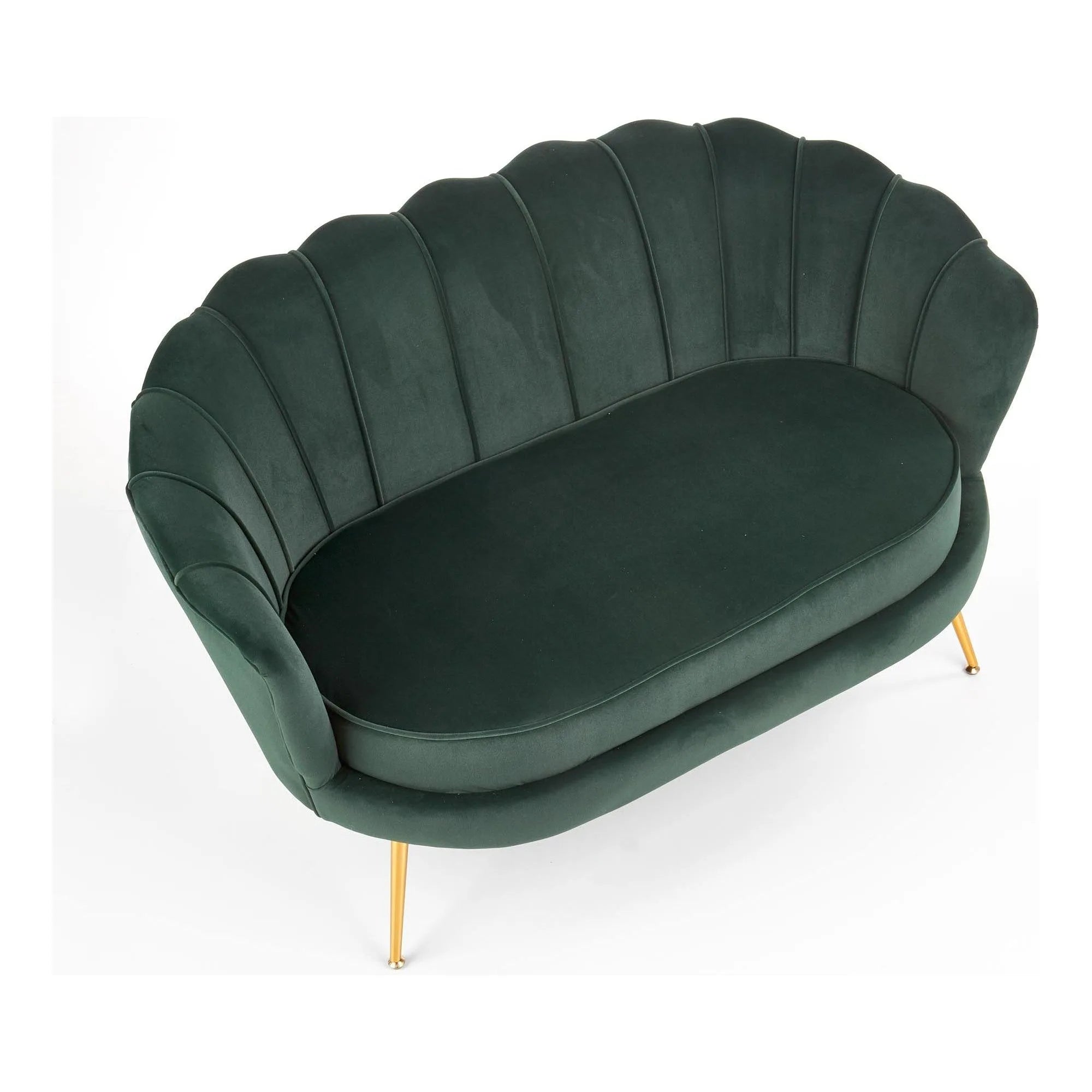 Canapea AMORINITO XL, verde/auriu, stofa catifelata, 131x77x77 cm