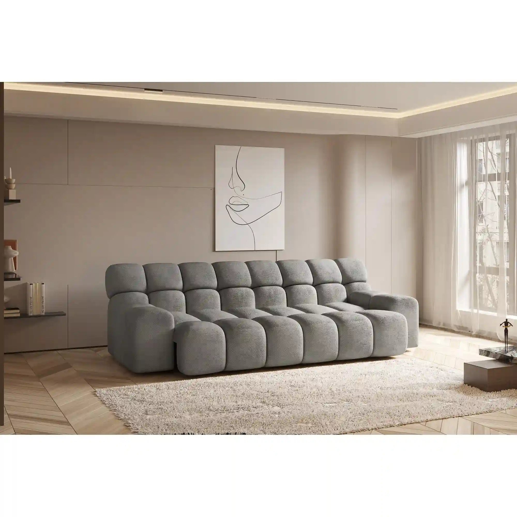 Canapea CAMPILE, stofa bej - Perfect Harmony 02, Gama Premium, 288x119x85 cm