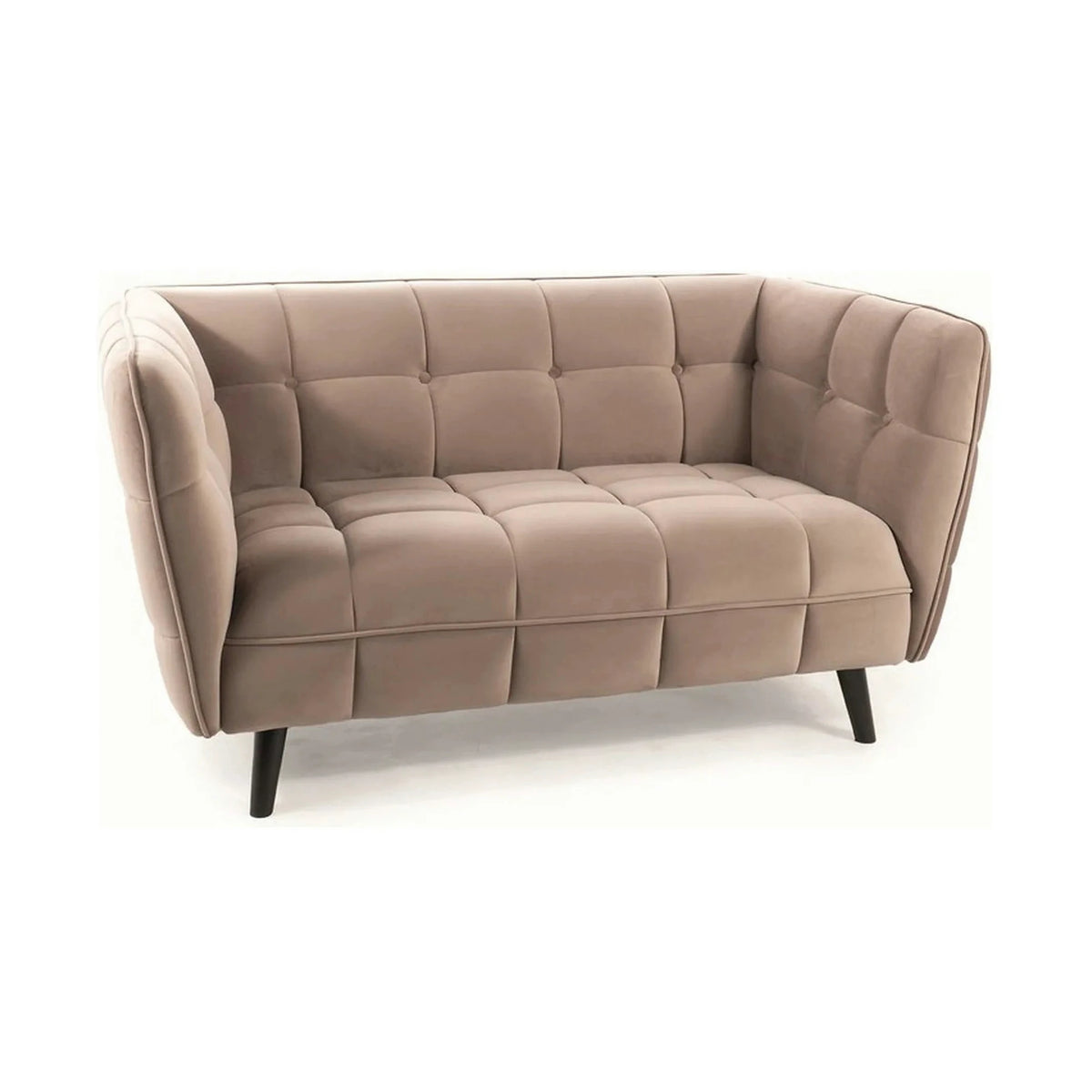 Canapea CASTELLO 2, bej/wenge, stofa catifelata/lemn, 145x85x78 cm
