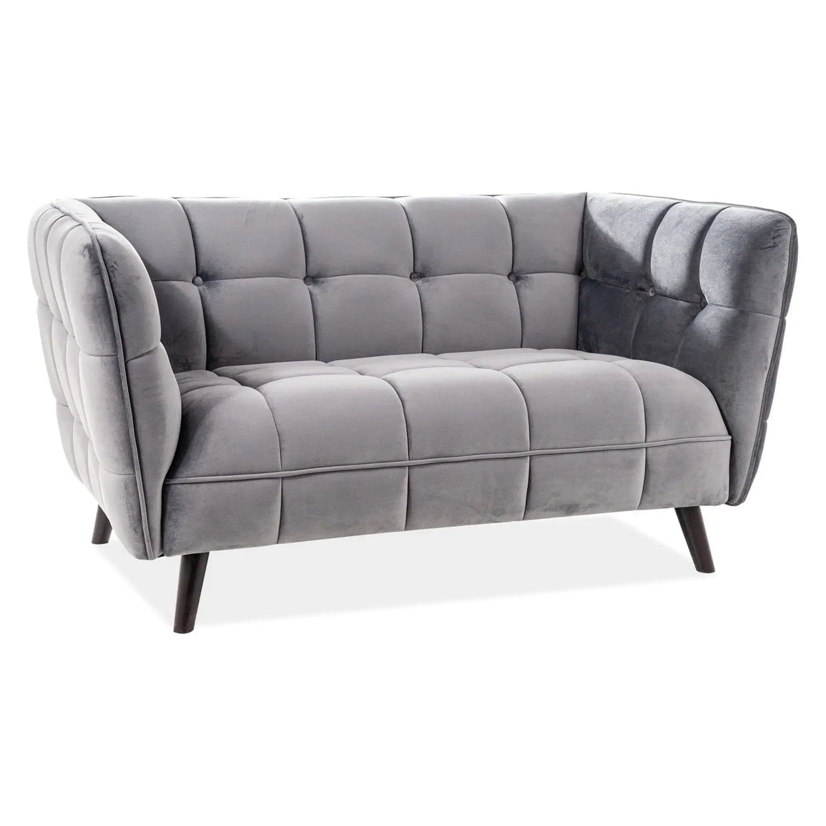 Canapea CASTELLO 2, gri - Bluvel 14, stofa catifelata/lemn, 145x85x78 cm