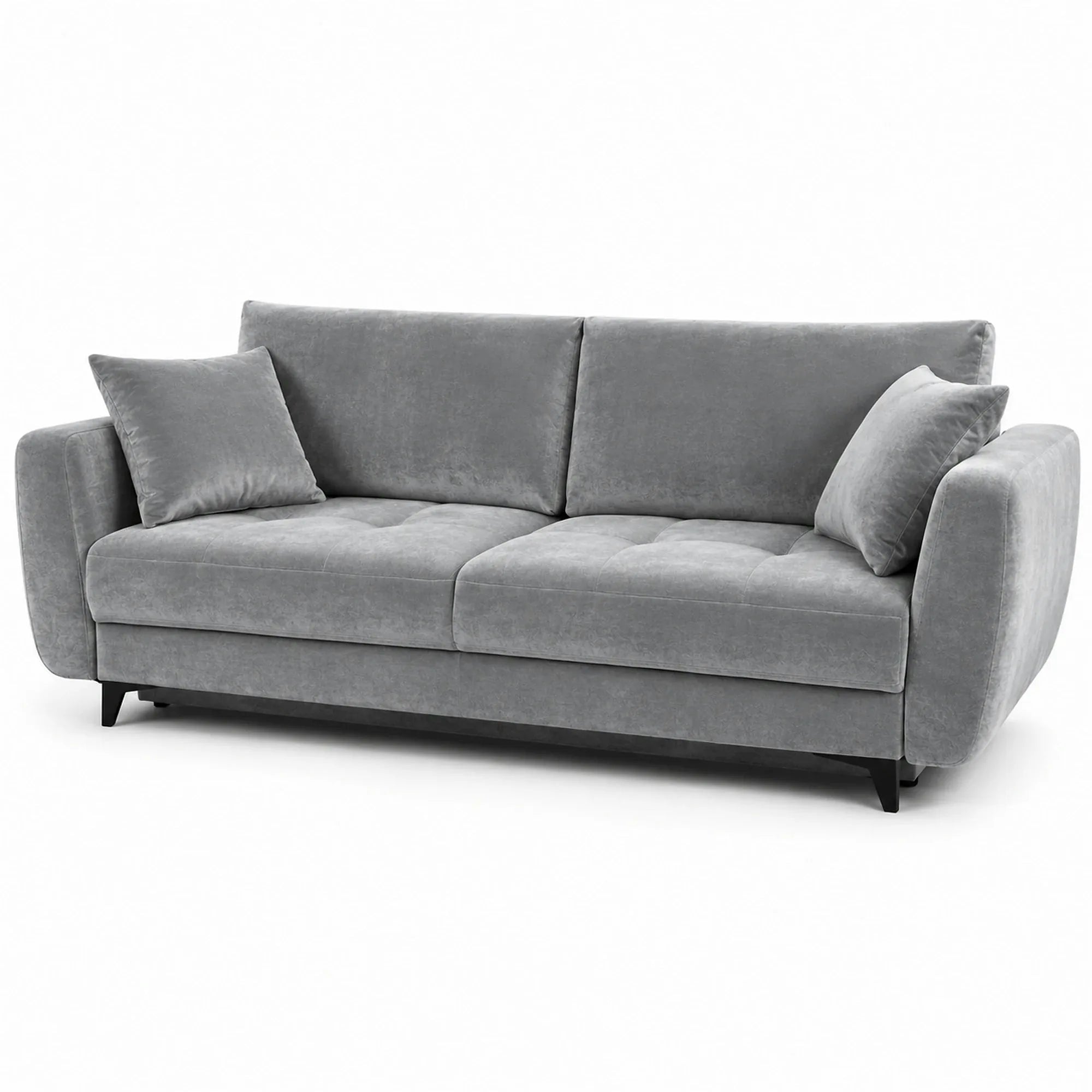 Canapea extensibila 3 persoane KARISA, stofa catifelata gri - Monolith 85, cu lada depozitare, 241x113x91 cm