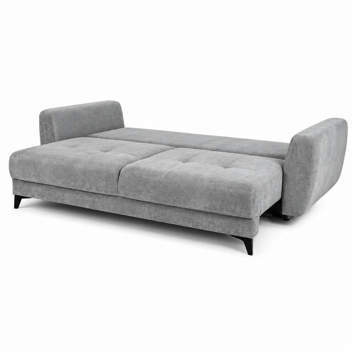 Canapea extensibila 3 persoane KARISA, stofa catifelata gri - Monolith 85, cu lada depozitare, 241x113x91 cm