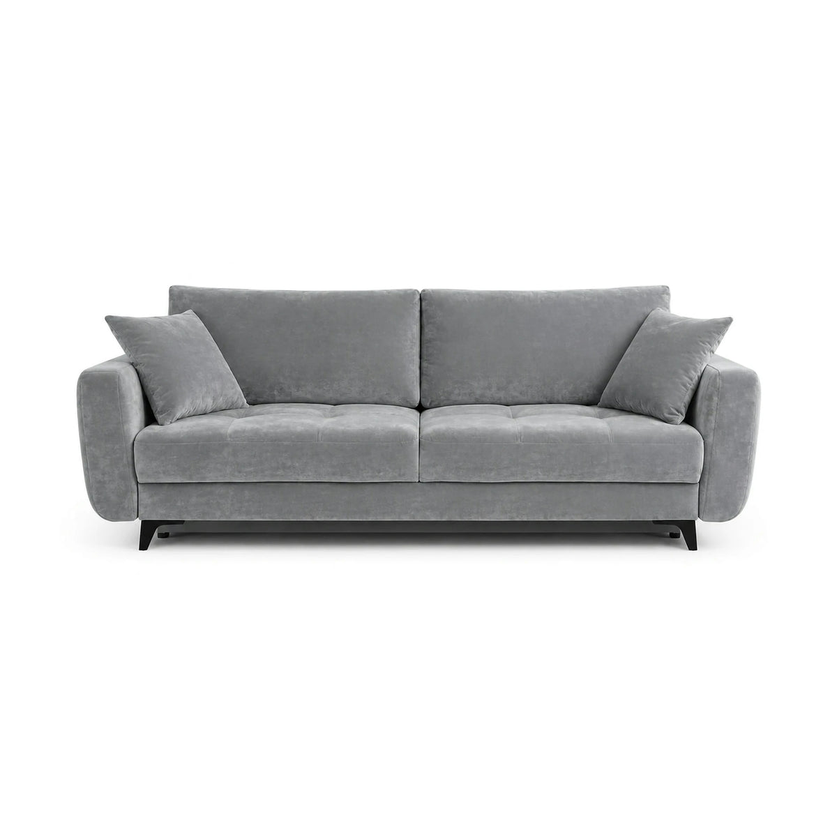 Canapea extensibila 3 persoane KARISA, stofa catifelata gri - Monolith 85, cu lada depozitare, 241x113x91 cm