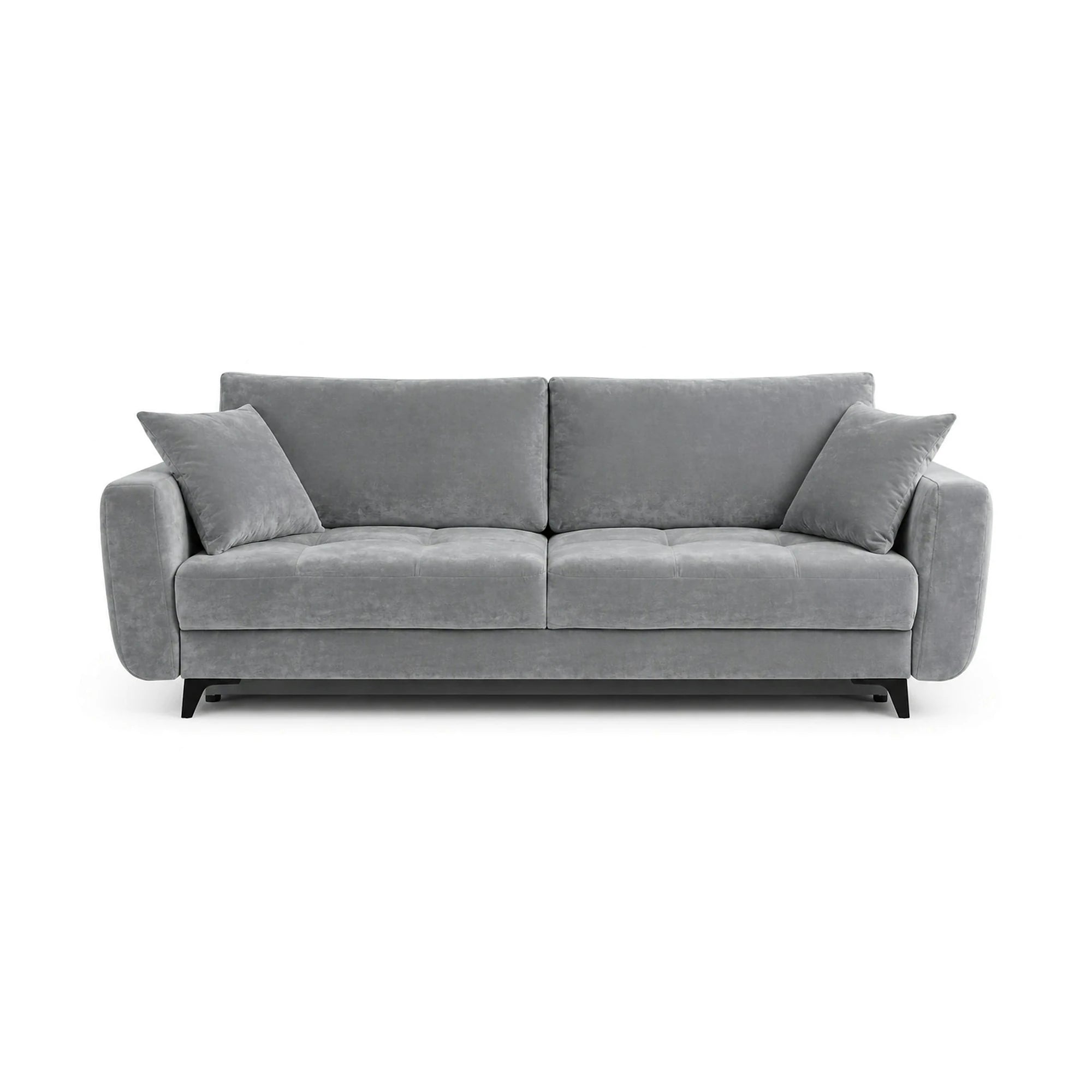 Canapea extensibila 3 persoane KARISA, stofa catifelata gri - Monolith 85, cu lada depozitare, 241x113x91 cm