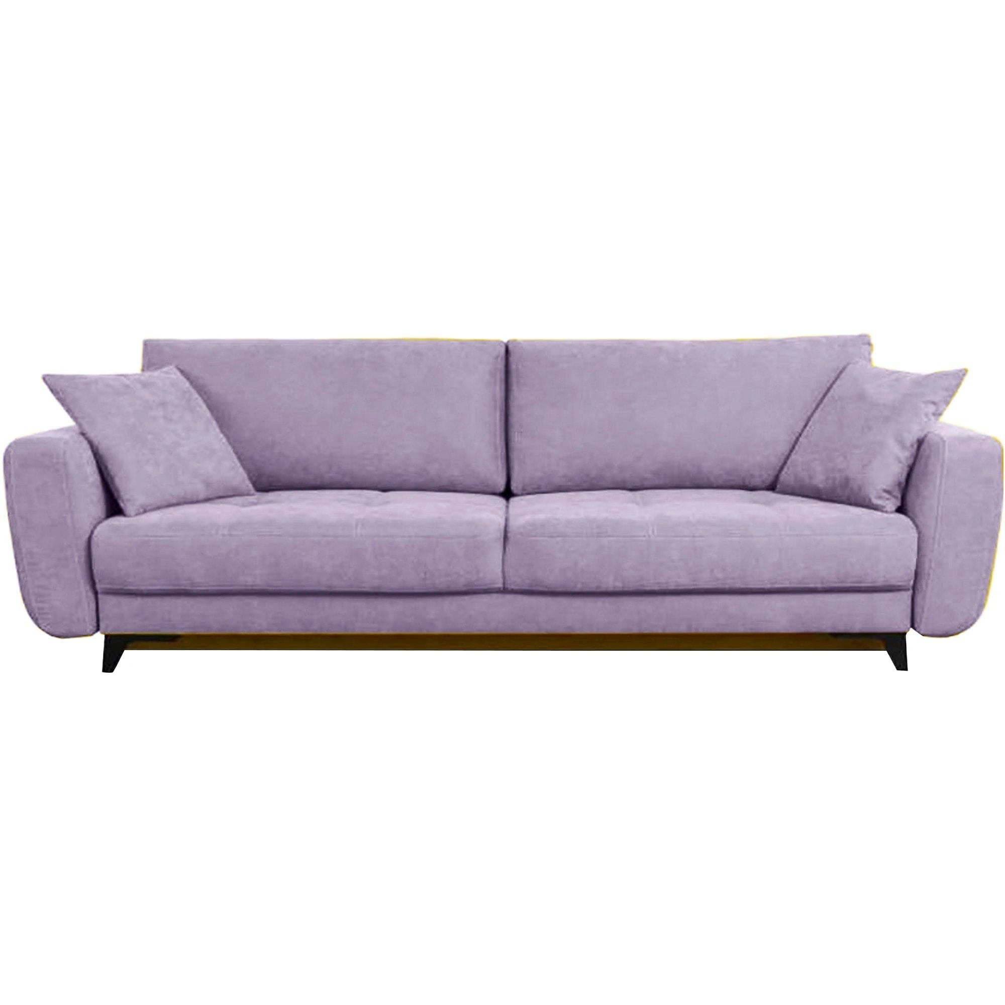 Canapea extensibila 3 persoane KARISA, stofa catifelata mov lila - Monolith 62, cu lada depozitare, 241x113x91 cm