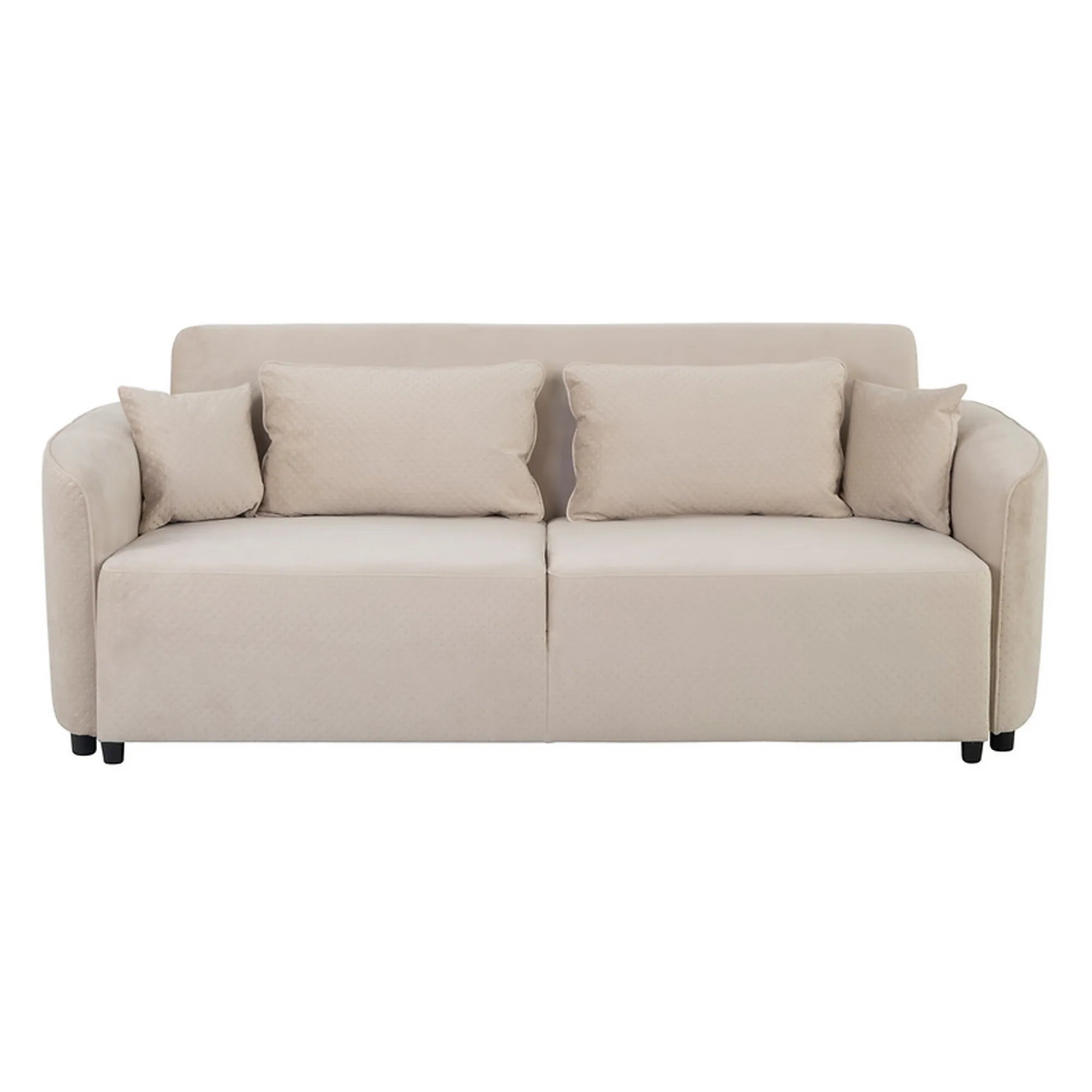 Canapea extensibila AKARO, stofa catifelata bej - Tiffany 02, cu lada depozitare, 227x114x85 cm