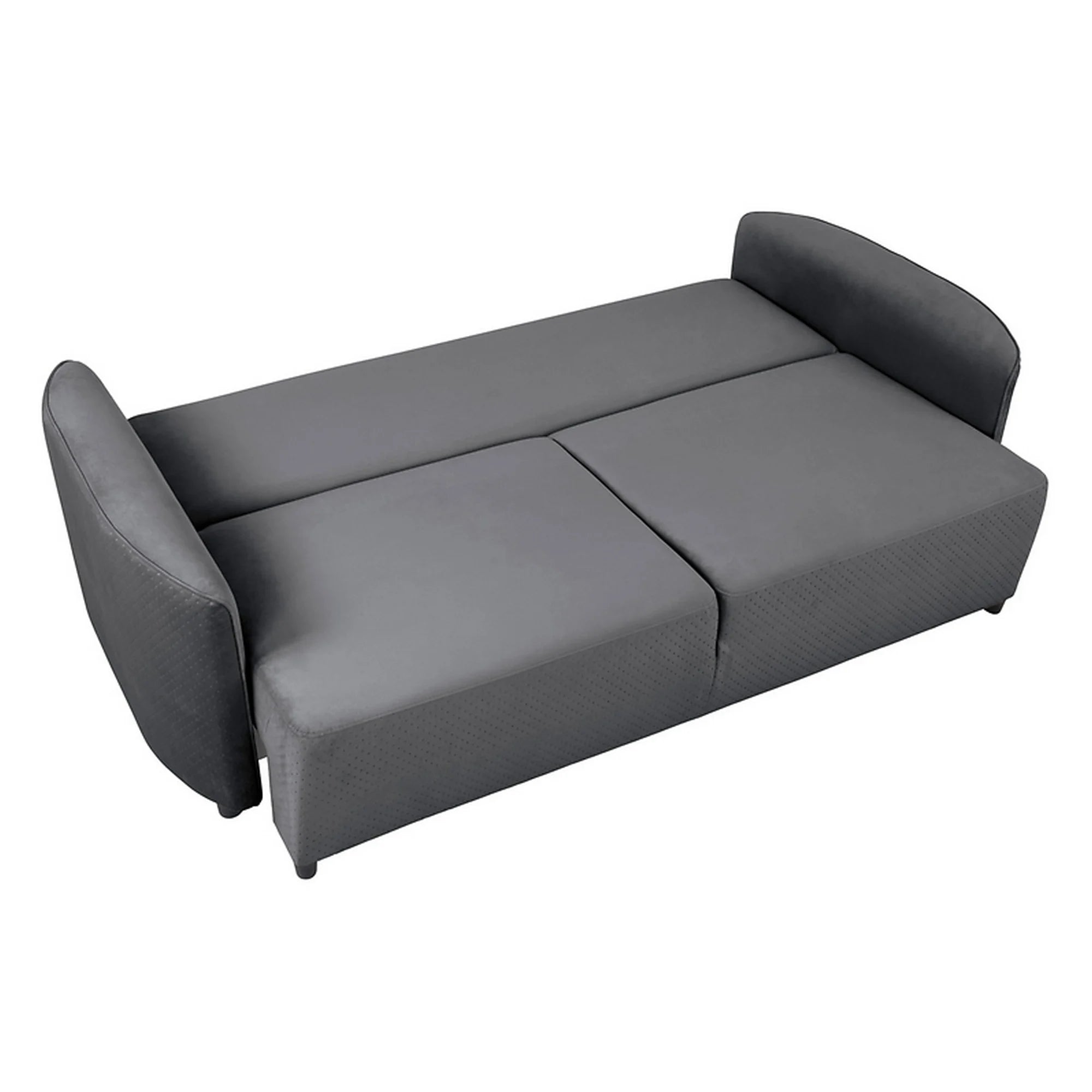 Canapea extensibila AKARO, stofa catifelata gri - Tiffany 18, cu lada depozitare, 227x114x85 cm