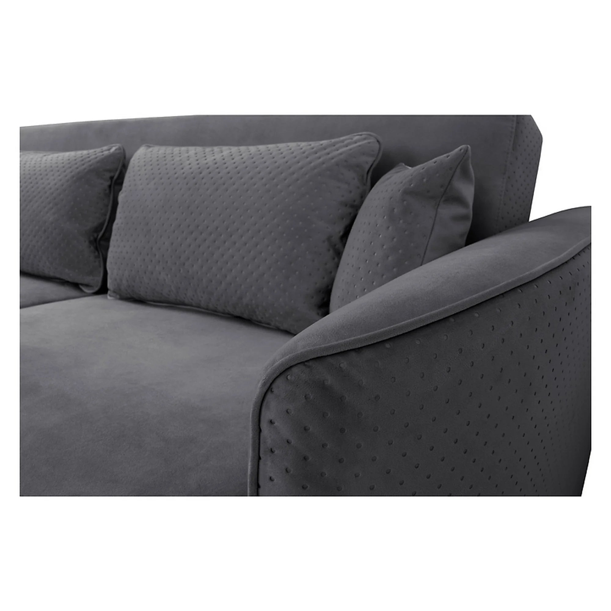 Canapea extensibila AKARO, stofa catifelata gri - Tiffany 18, cu lada depozitare, 227x114x85 cm
