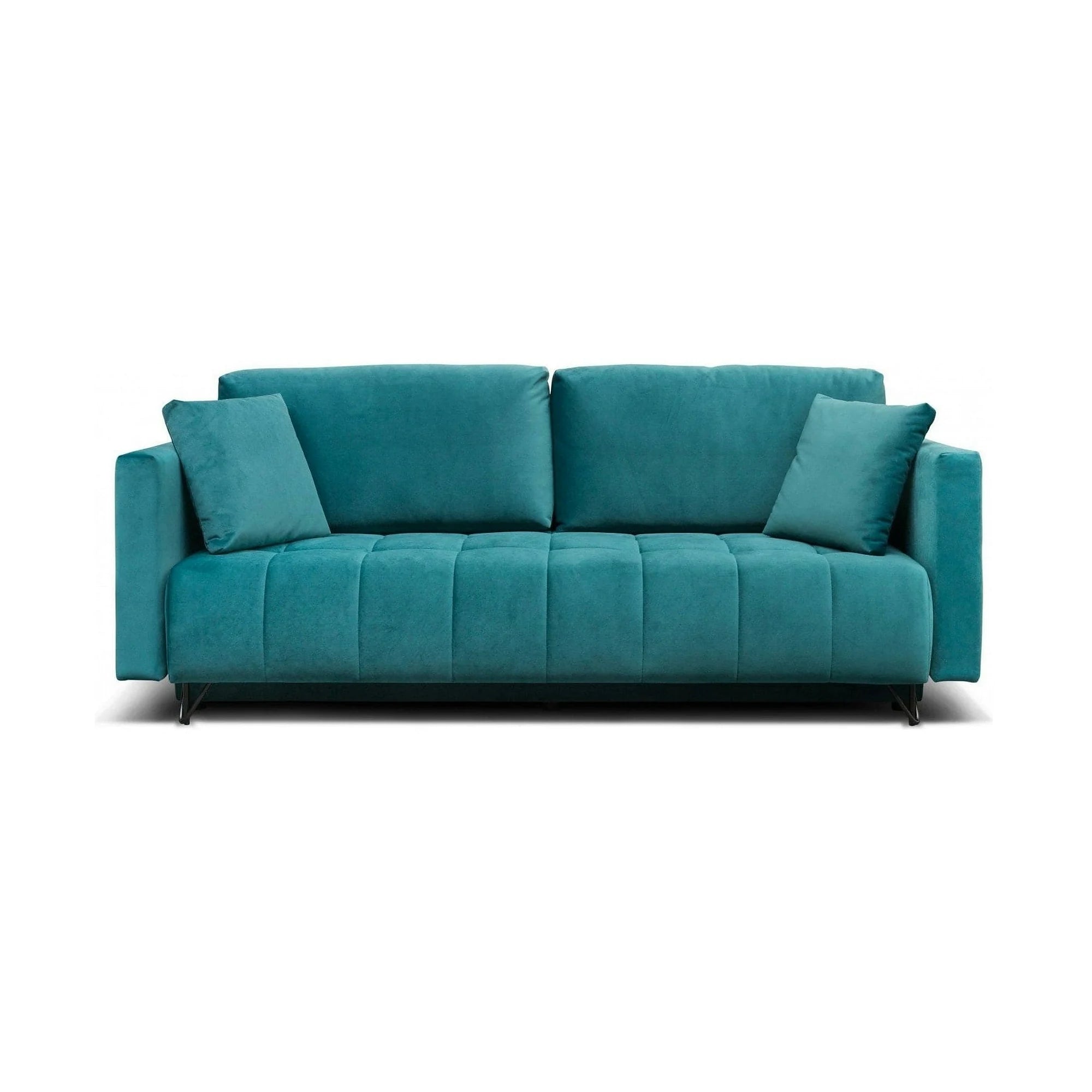 Canapea extensibila ALDO 3L, stofa catifelata turcoaz - Piano 10, cu spatiu depozitare, 227x106/145x92 cm