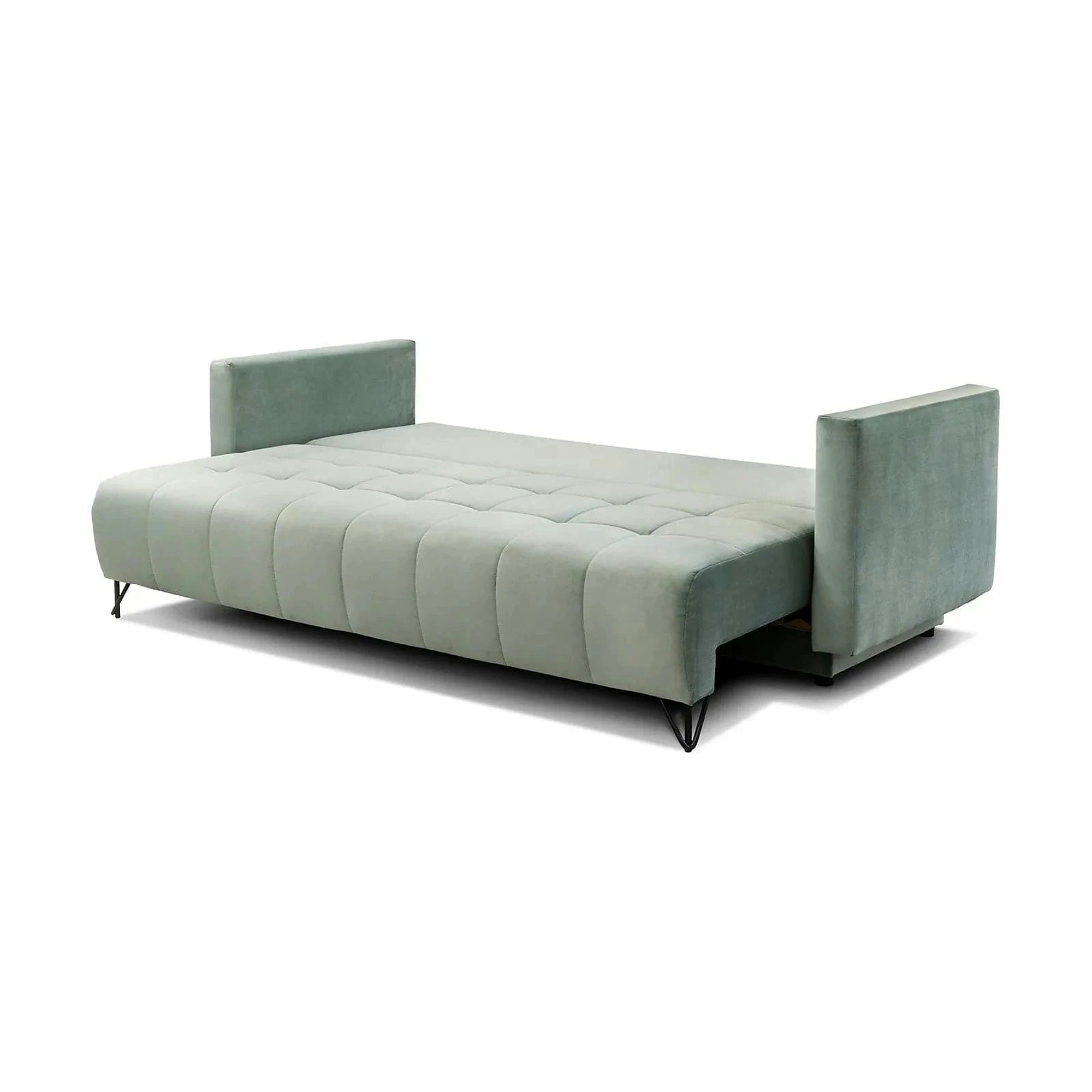 Canapea extensibila ALDO 3L, stofa catifelata turcoaz - Piano 10, cu spatiu depozitare, 227x106/145x92 cm