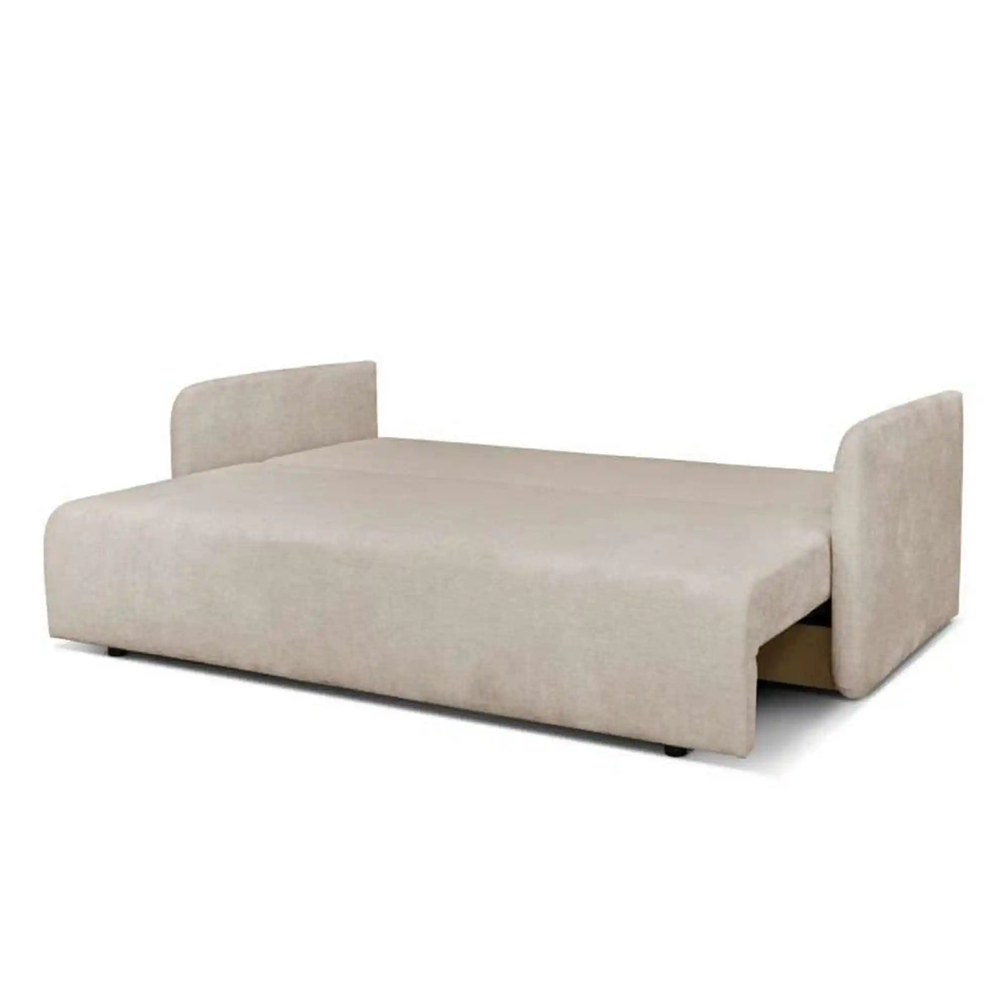 Canapea extensibila Allen, stofa catifelata crem - Monolith 02, cu lada depozitare, 217x98x92 cm