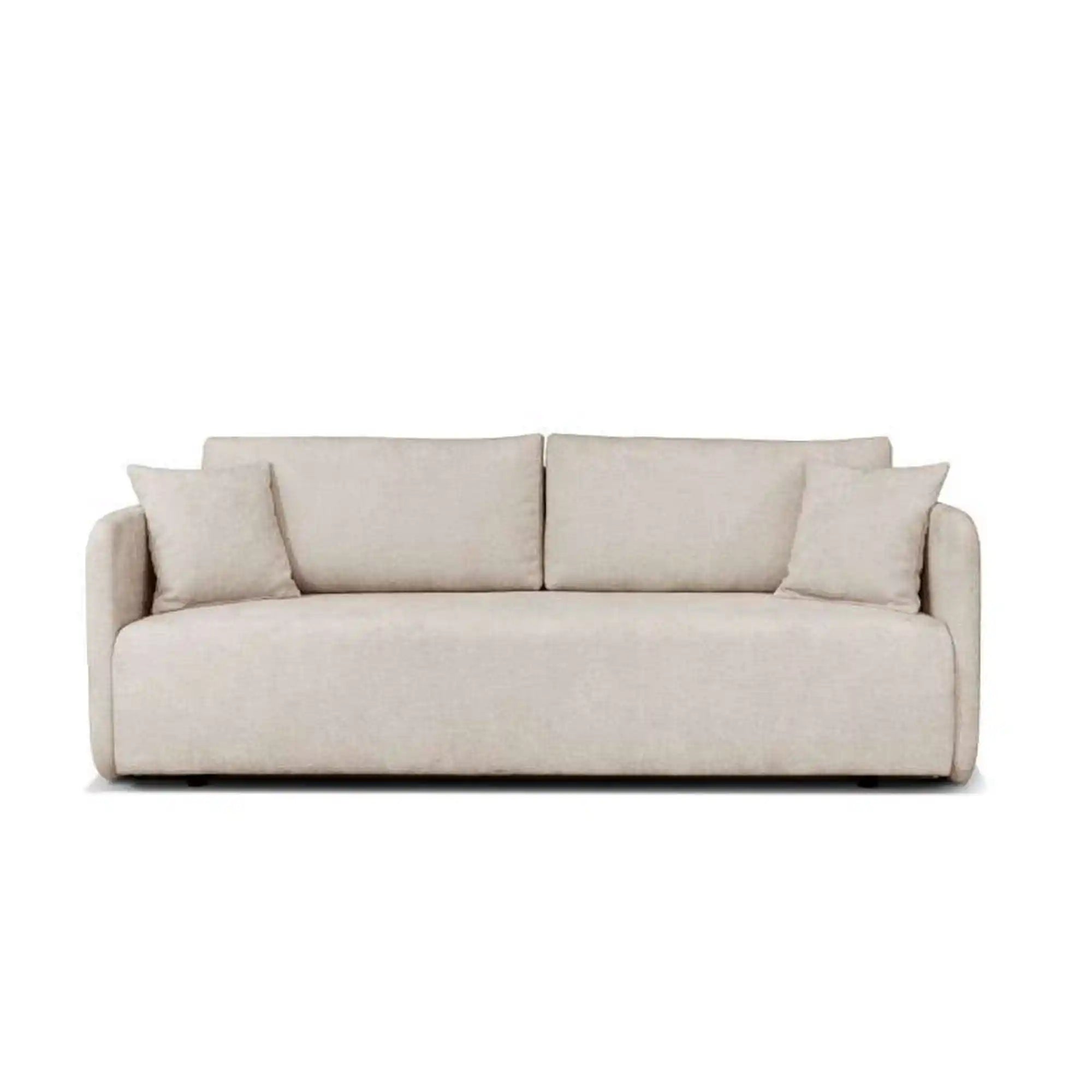 Canapea extensibila Allen, stofa catifelata crem - Monolith 02, cu lada depozitare, 217x98x92 cm
