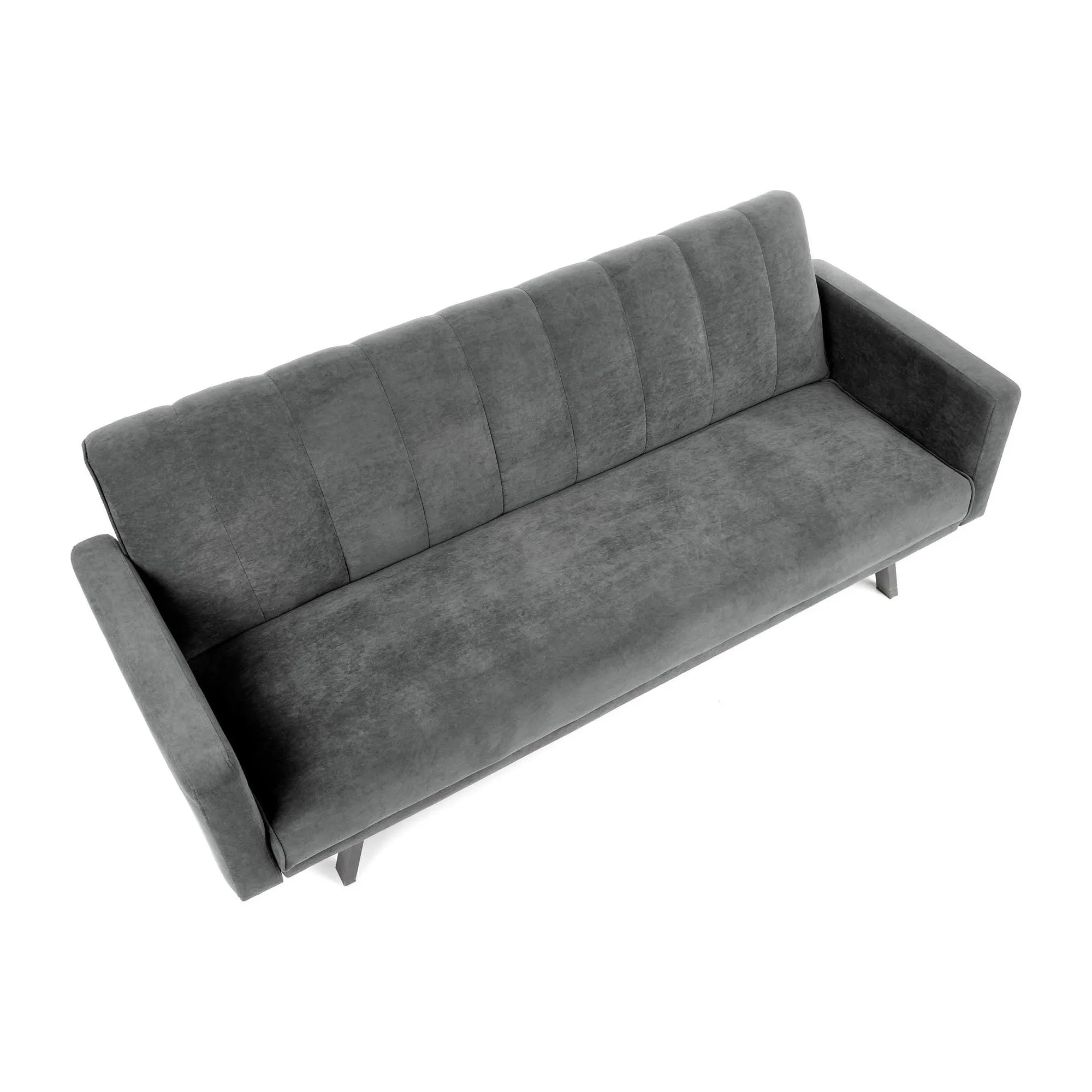 Canapea extensibila ARMANDO, gri, stofa catifelata, 192x100x78 cm