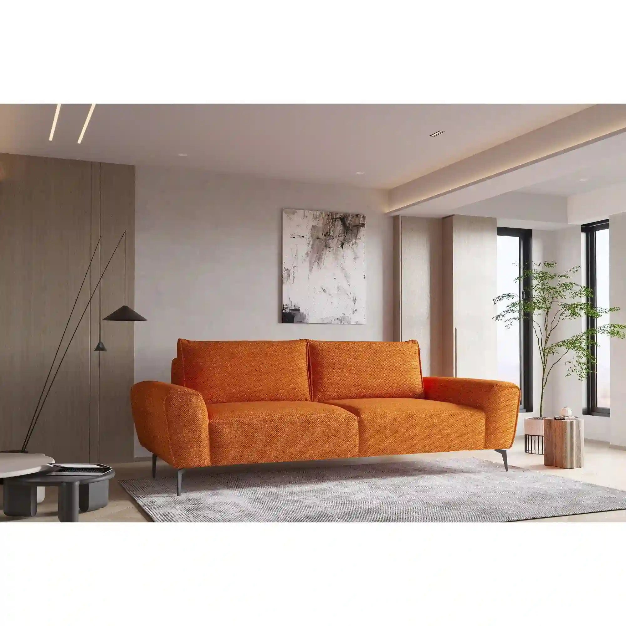 Canapea extensibila BALI, stofa catifelata galben - Whisper 10, lada depozitare, 240x105x85 cm