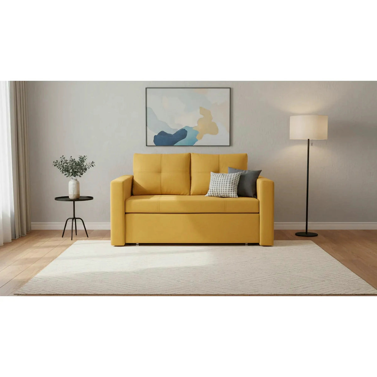 Canapea extensibila BUNIO III, stofa clasica galben - Manila 32, 147x88x86 cm