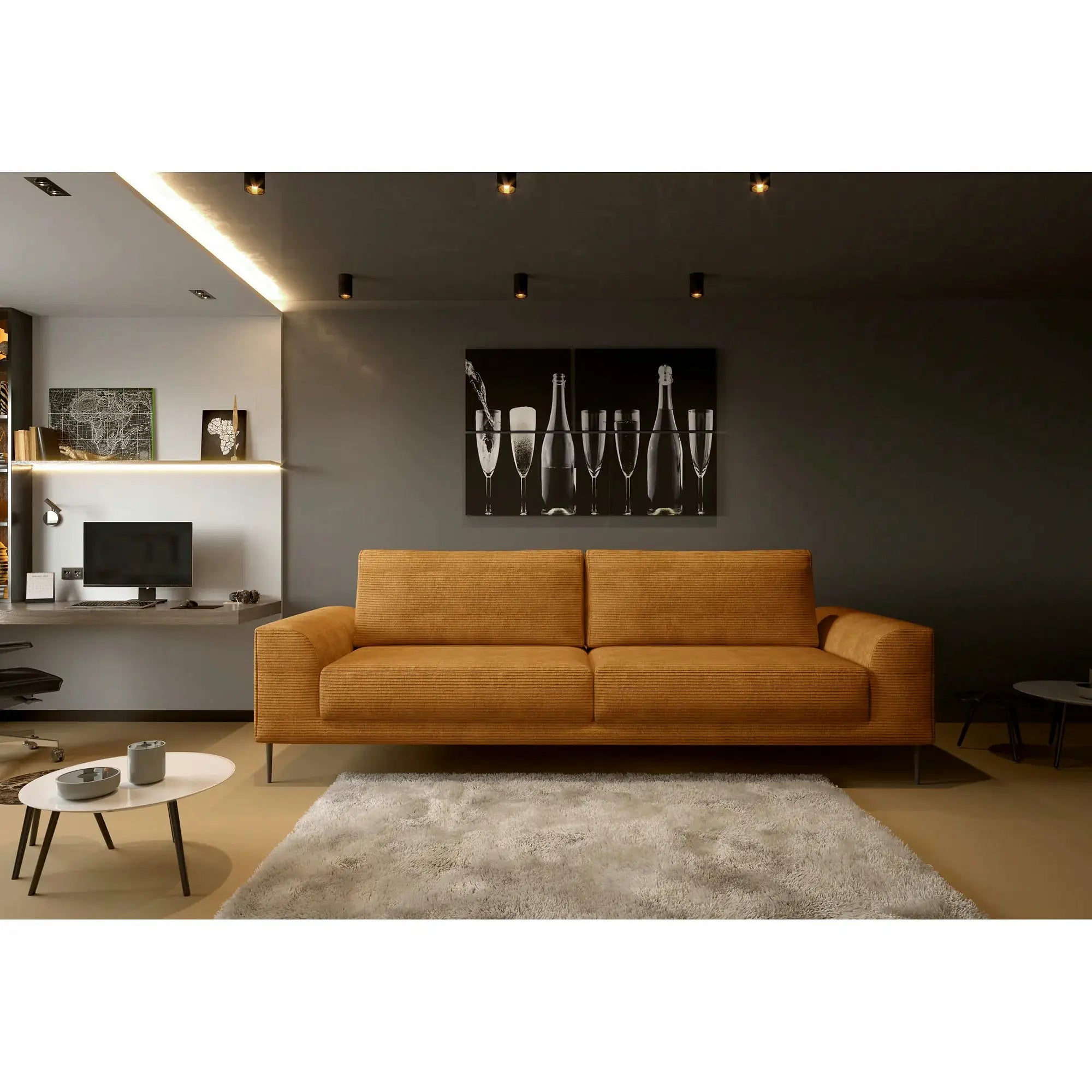 Canapea extensibila CAPITOL, personalizabila, cu lada depozitare, 250x105x89 cm