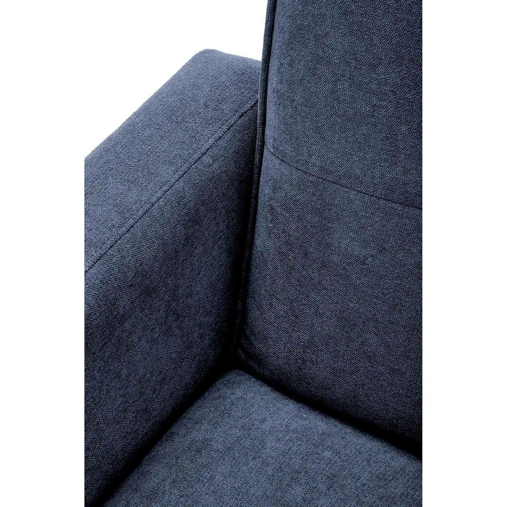 Canapea extensibila CORNELIUS, albastru/negru, stofa clasica/lemn, 200x153/167x80 cm