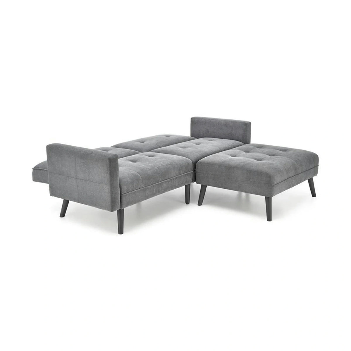 Canapea extensibila CORNELIUS, gri/negru, stofa clasica/lemn, 200x153/167x80 cm