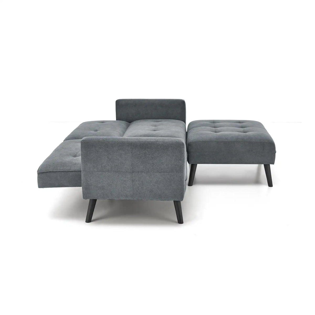 Canapea extensibila CORNELIUS, gri/negru, stofa clasica/lemn, 200x153/167x80 cm
