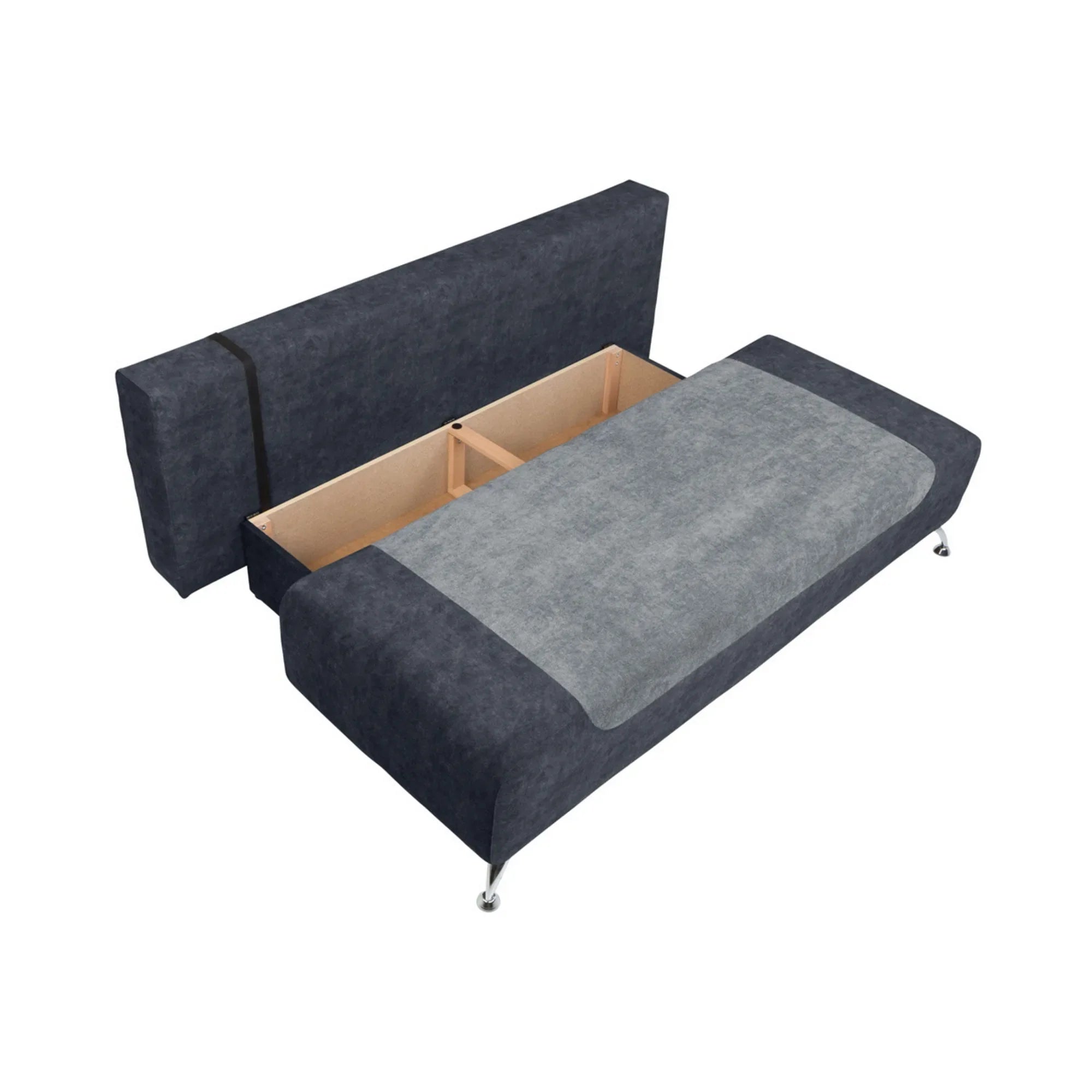 Canapea extensibila DARIA III, gri deschis/gri inchis, stofa catifelata, 195x98x94 cm