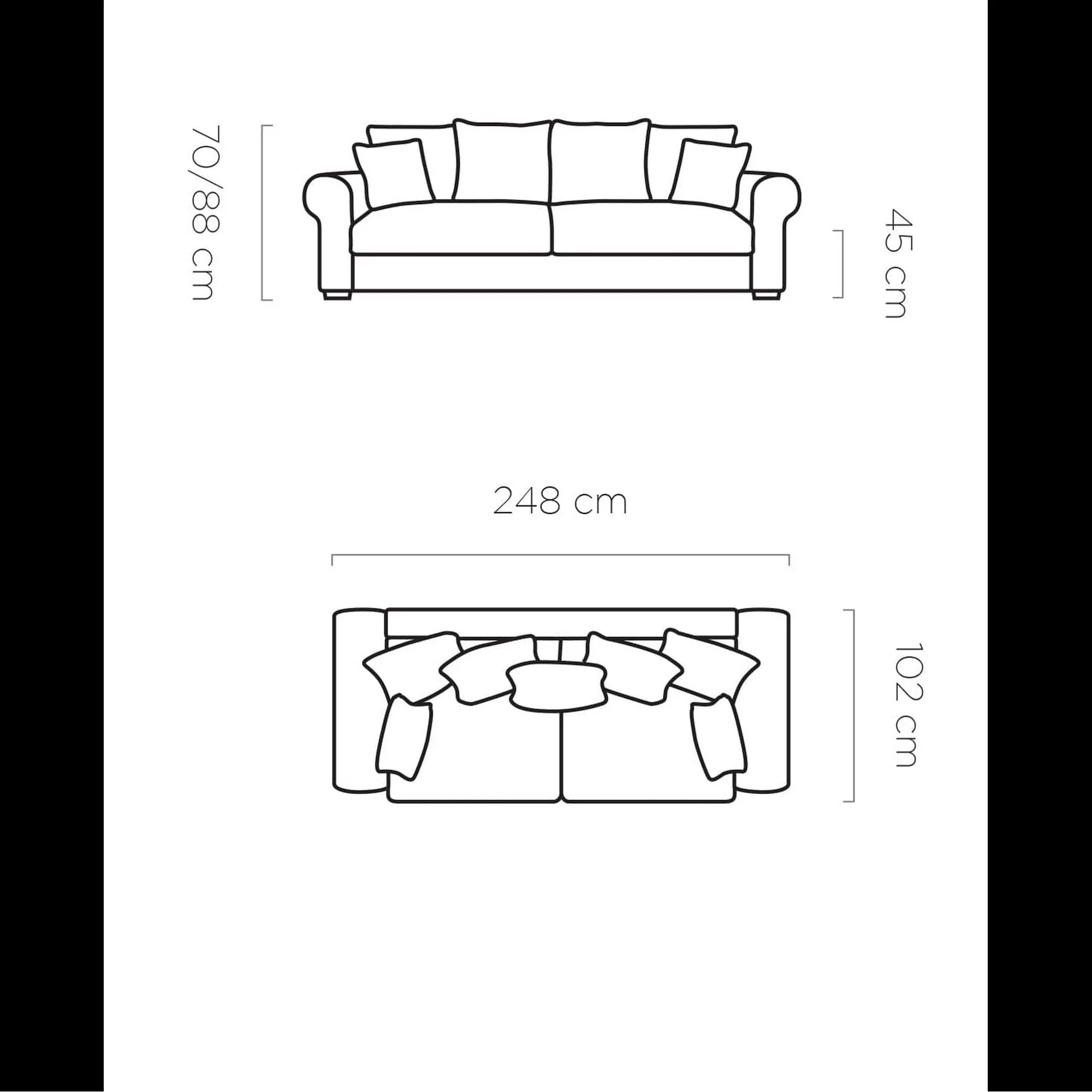 Canapea extensibila DELUXE NEW, stofa catifelata gri - Terra 92, gama Premium, cu spatiu depozitare, 248x102x88 cm