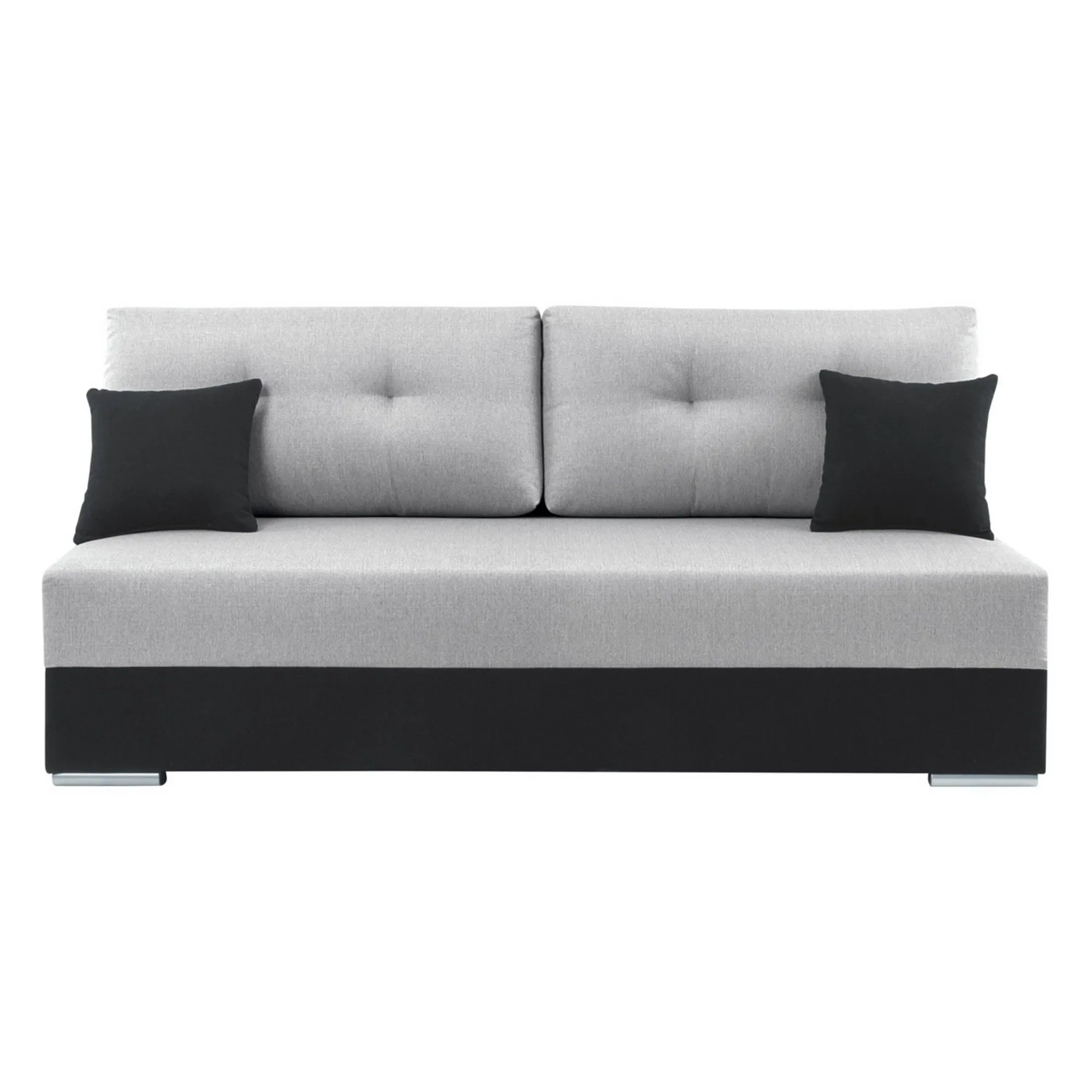 Canapea extensibila DONA, gri deschis/negru, stofa clasica, 192x88x89 cm