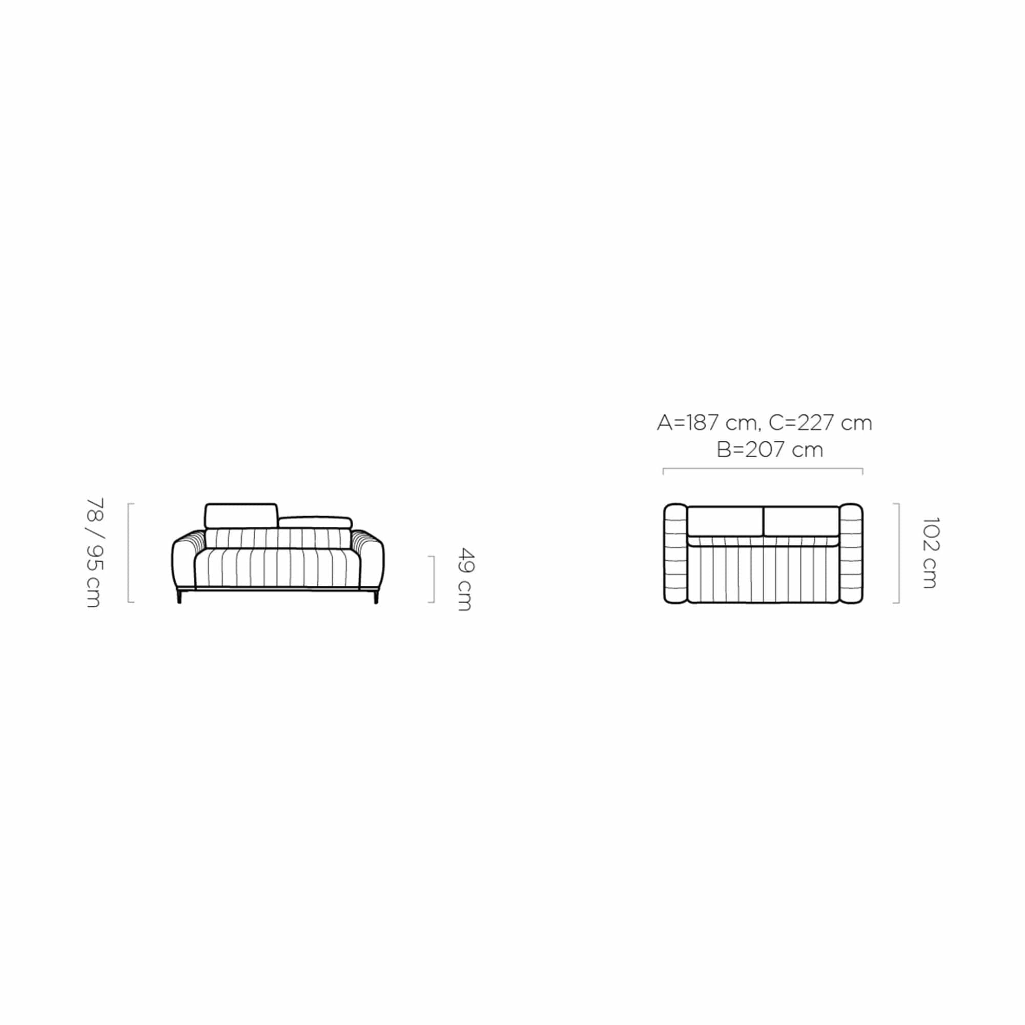 Canapea extensibila GANDI 120, personalizabil materiale gama Oferta Avantaj, cu tetiere reglabile, 187x102x95 cm