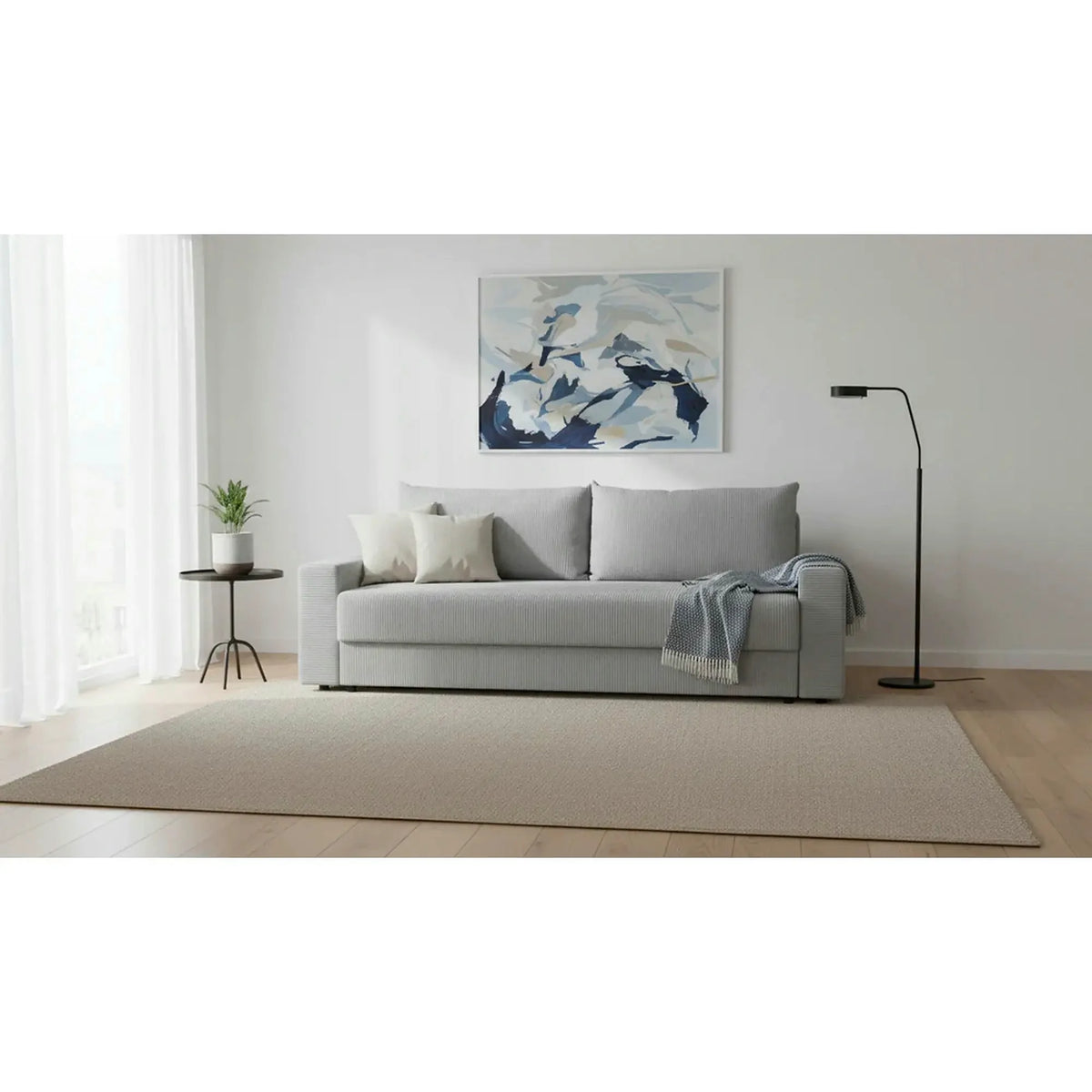 Canapea extensibila GARCIA, stofa catifelata gri - Poso 110, 233x108x92 cm