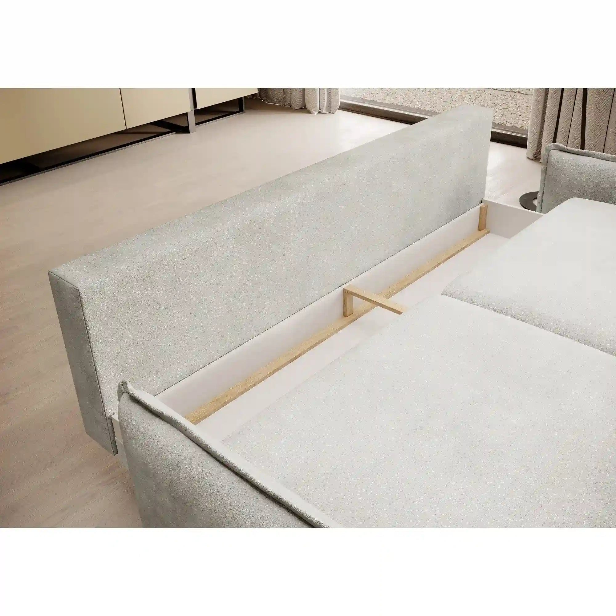 Canapea extensibila GLOSSY, personalizabil materiale gama Premium, cu lada depozitare, 223x107x89 cm