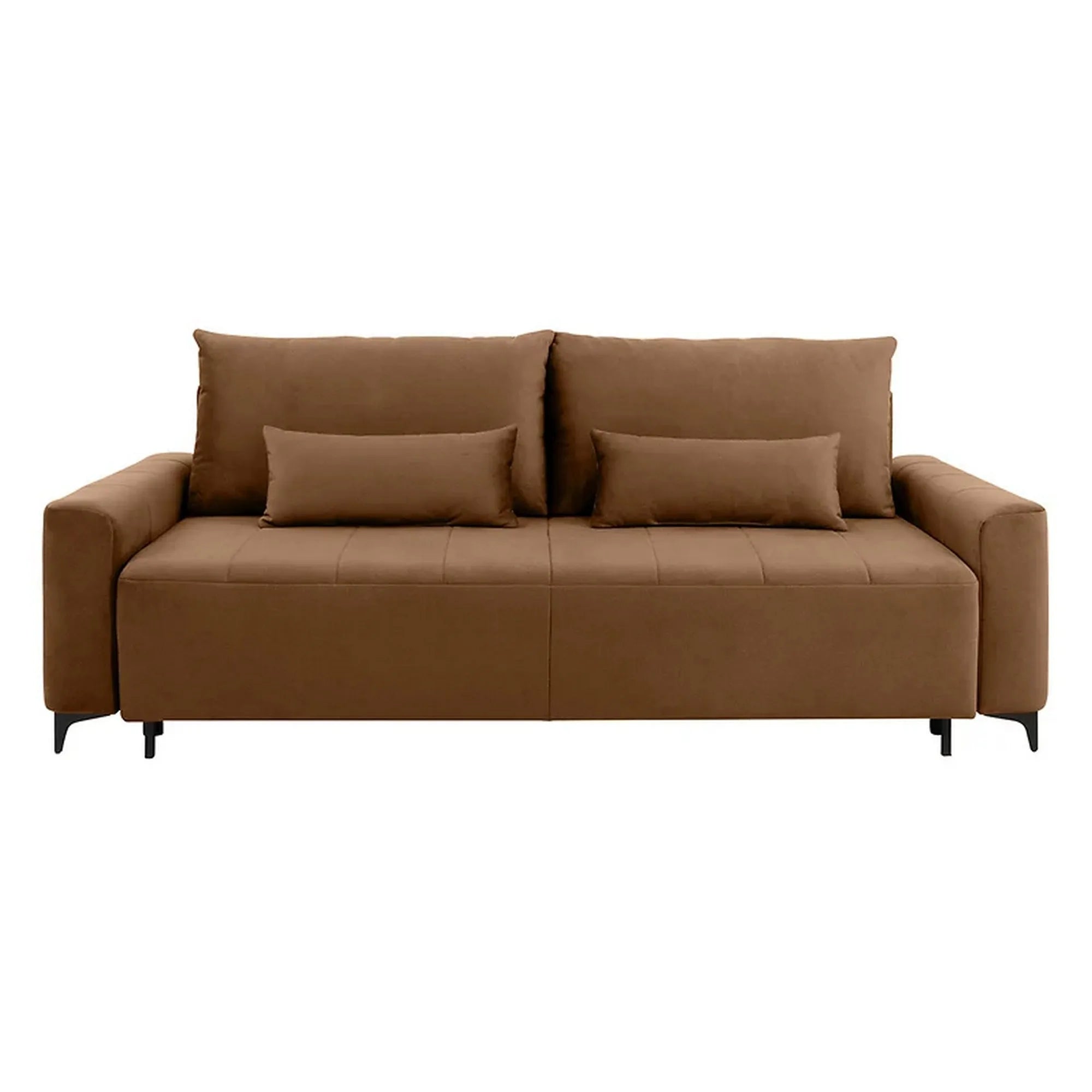 Canapea extensibila KAMARI, stofa catifelata maro - Element 07, 235x108x93 cm