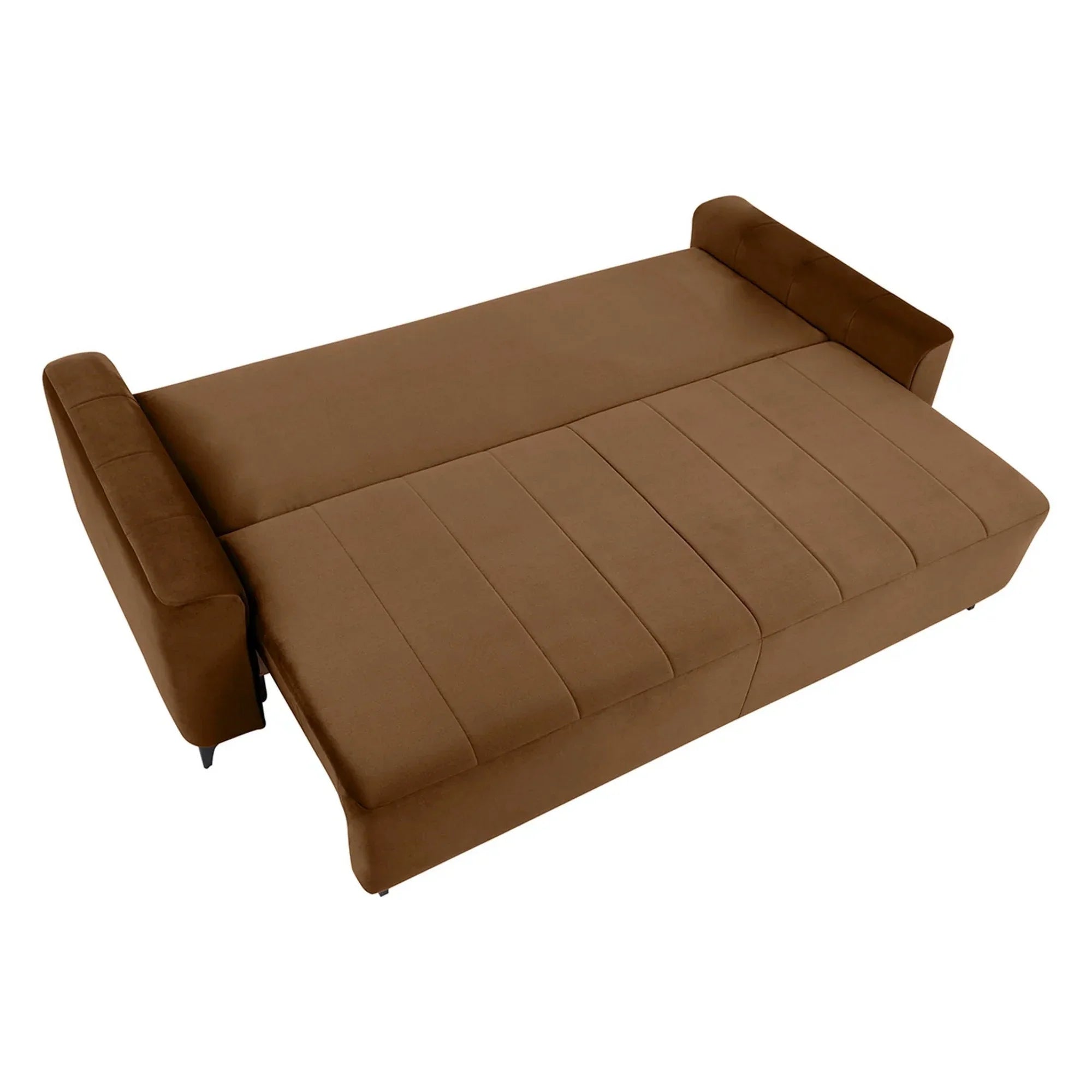 Canapea extensibila KAMARI, stofa catifelata maro - Element 07, 235x108x93 cm