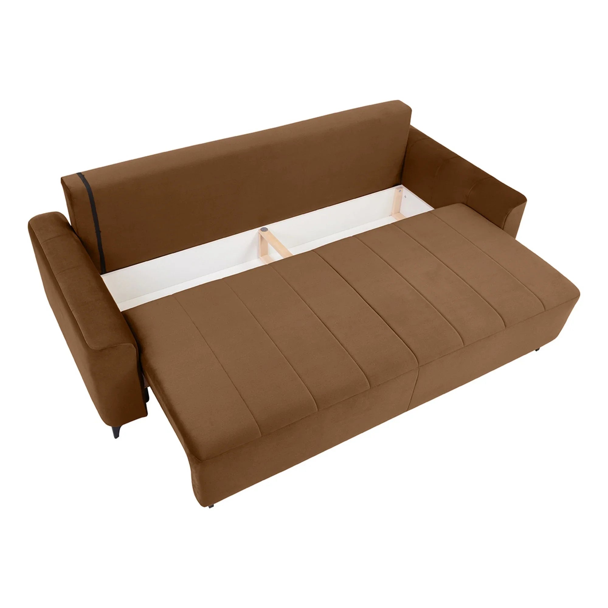 Canapea extensibila KAMARI, stofa catifelata maro - Element 07, 235x108x93 cm