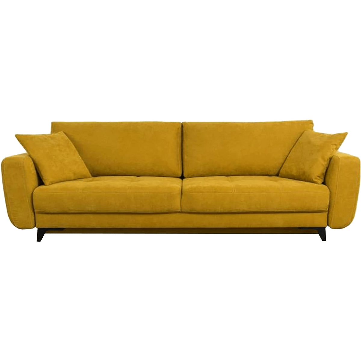 Canapea extensibila KARISA, stofa catifelata galben - Salvador 09, Stofa de Lux, cu lada depozitare, 241x113x91 cm