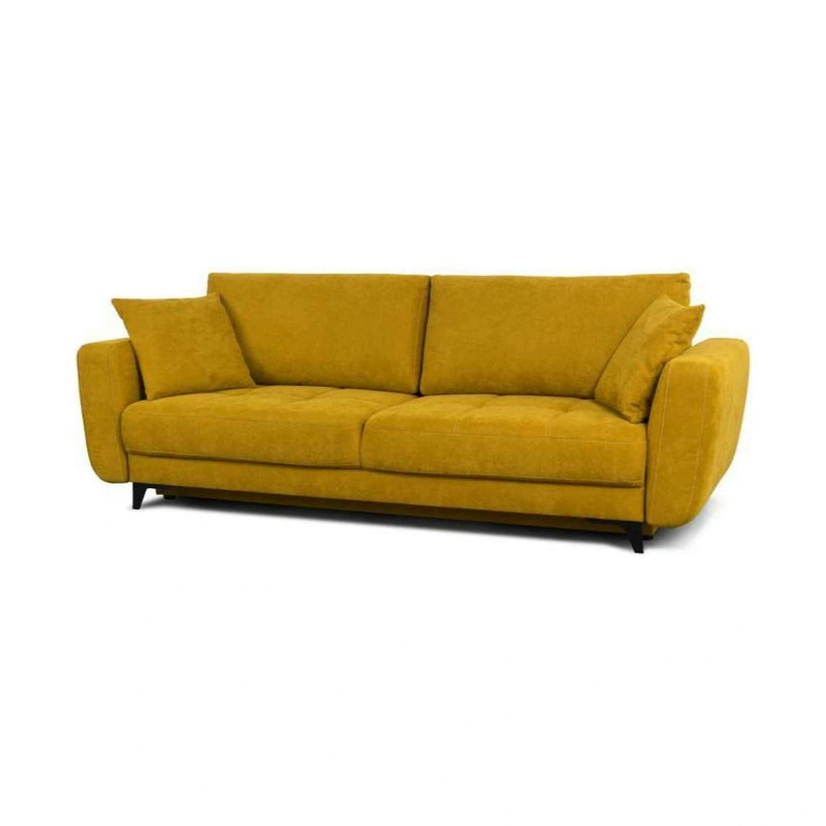Canapea extensibila KARISA, stofa catifelata galben - Salvador 09, Stofa de Lux, cu lada depozitare, 241x113x91 cm
