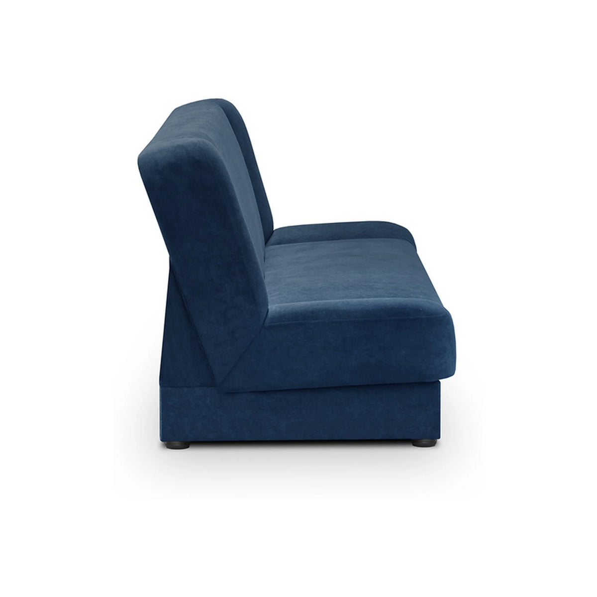 Canapea extensibila LAMI, stofa catifelata albastru - Soft 16, cu lada depozitare, 190x85x87 cm