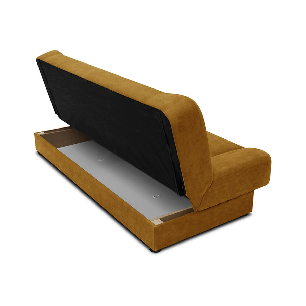 Canapea extensibila LAMI, stofa catifelata galben - Soft 09, cu lada depozitare, 190x85x87 cm