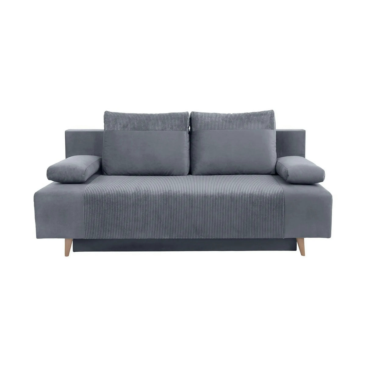 Canapea extensibila LEON, stofa catifelata gri - Poso 60, 191x89x92 cm