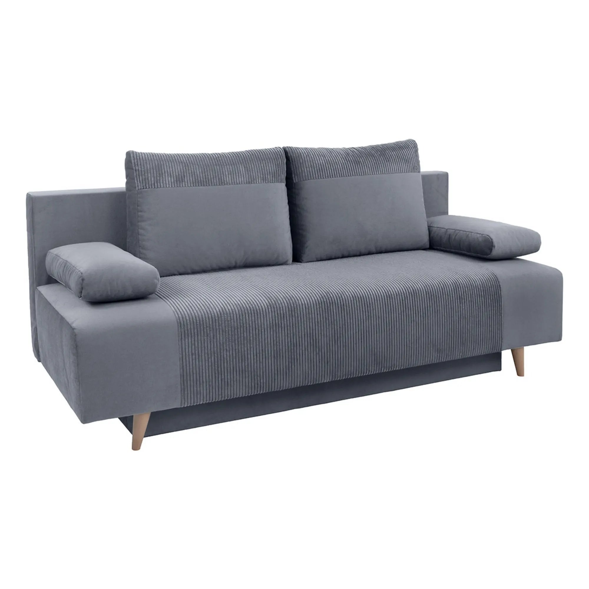 Canapea extensibila LEON, stofa catifelata gri - Poso 60, 191x89x92 cm