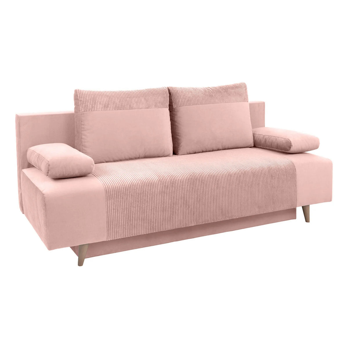 Canapea extensibila LEON, stofa catifelata roz - Poso 52, 191x89x92 cm