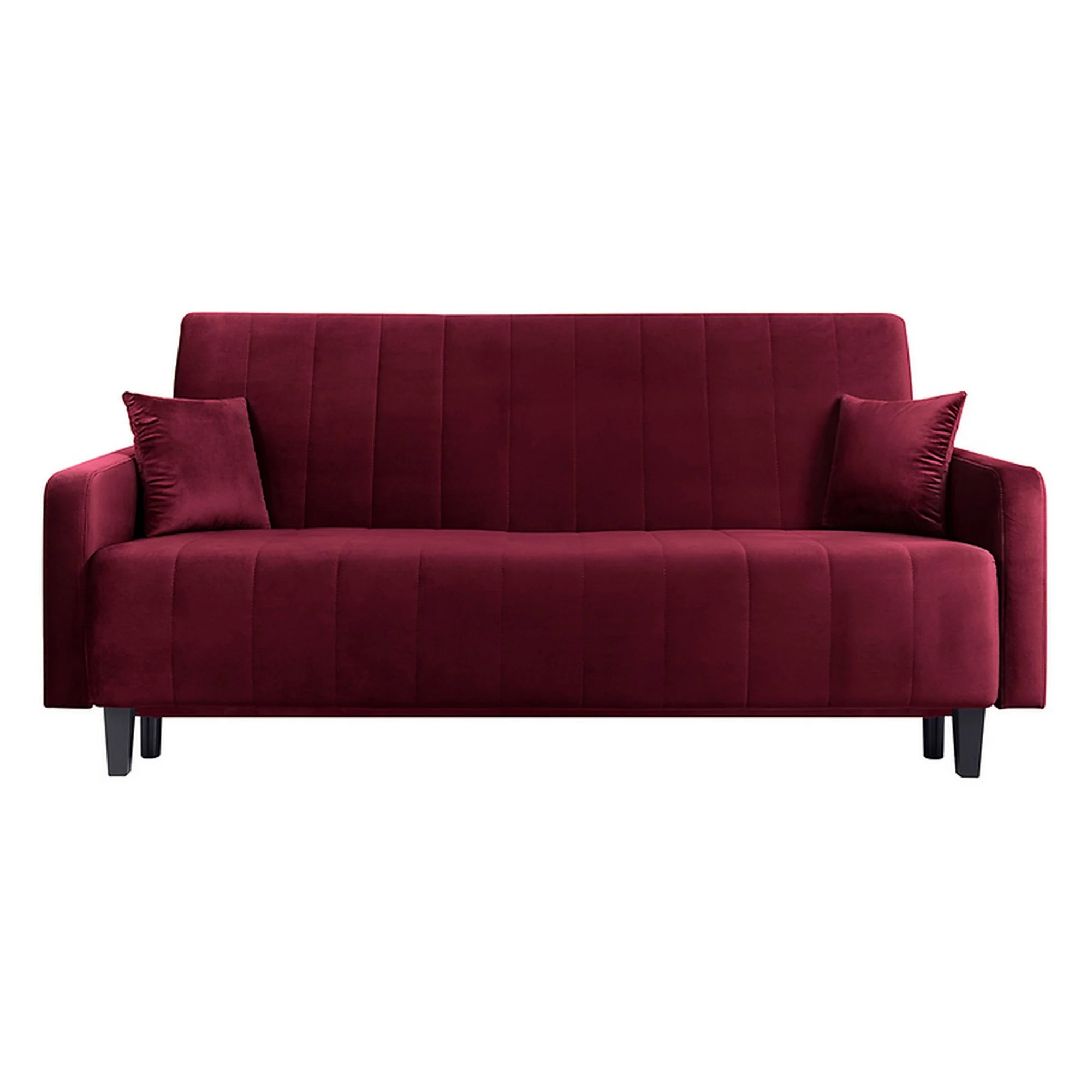 Canapea extensibila MARCIA, stofa catifelata rosu - Velluto 32, cu lada depozitare, 215x101x96 cm